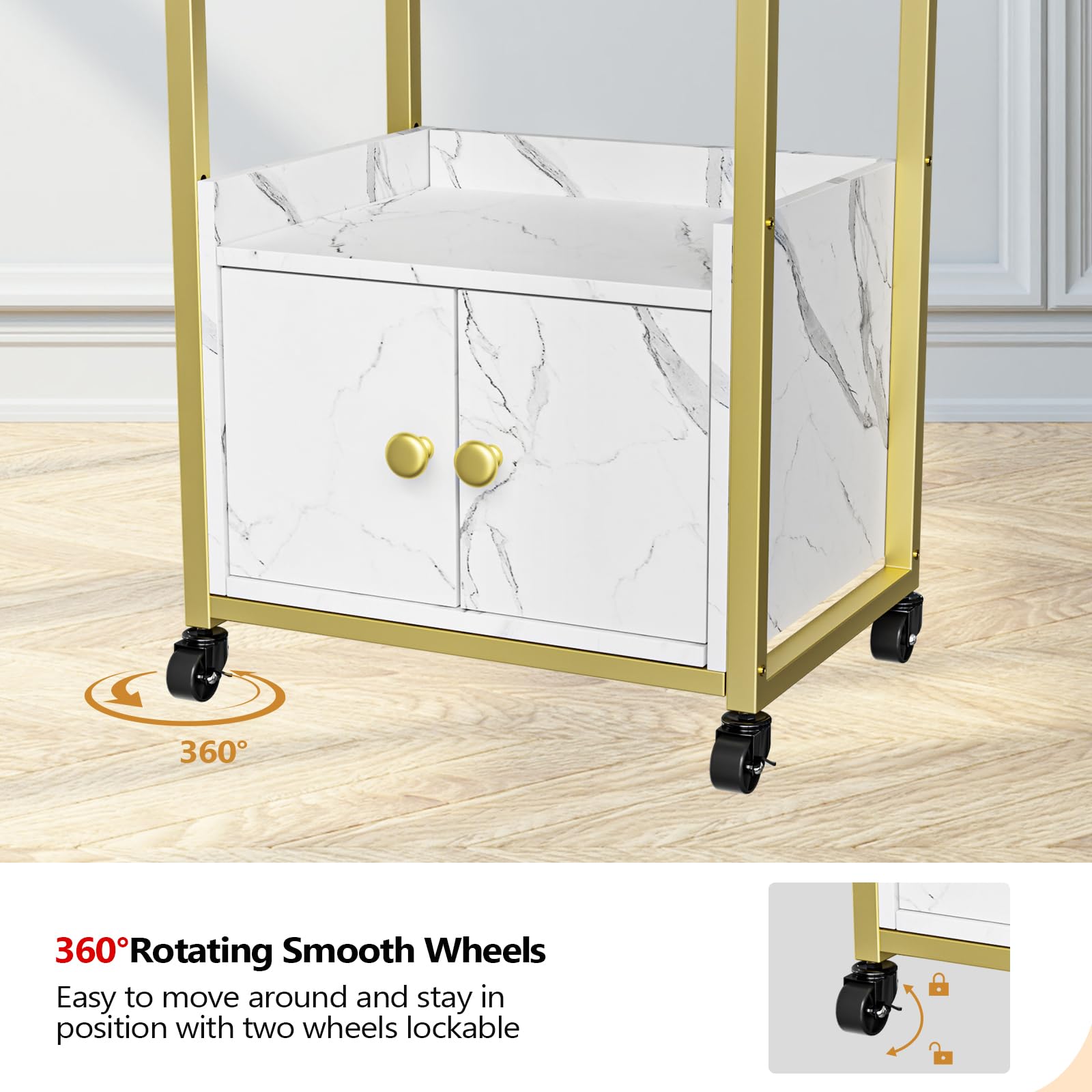 OmySalon Rolling Utility Esthetician Trolley Cart with Wheels