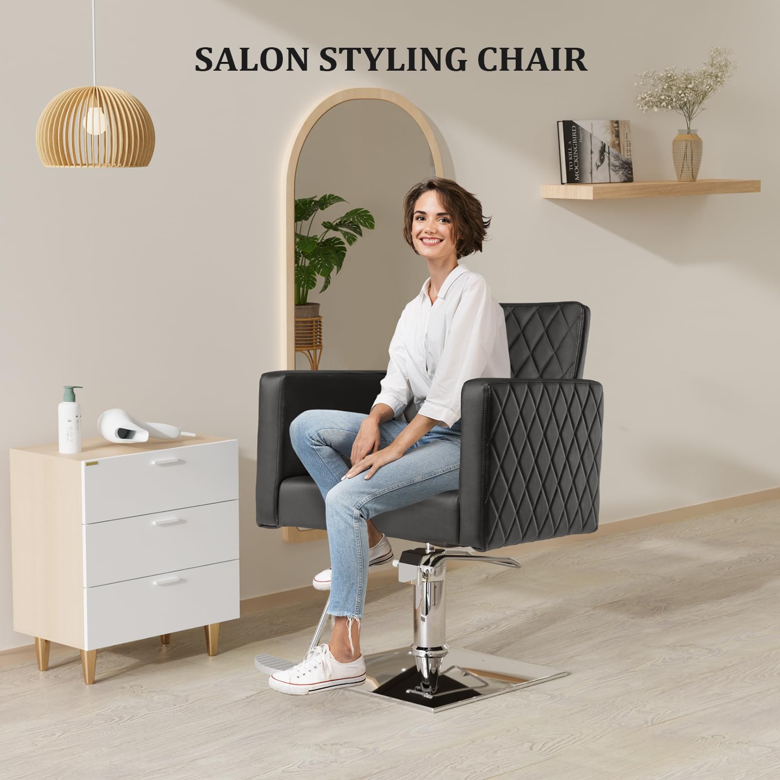 OmySalon SC2002 Heavy Duty Hydraulic Wide Seat Hair Stylist Salon Chair