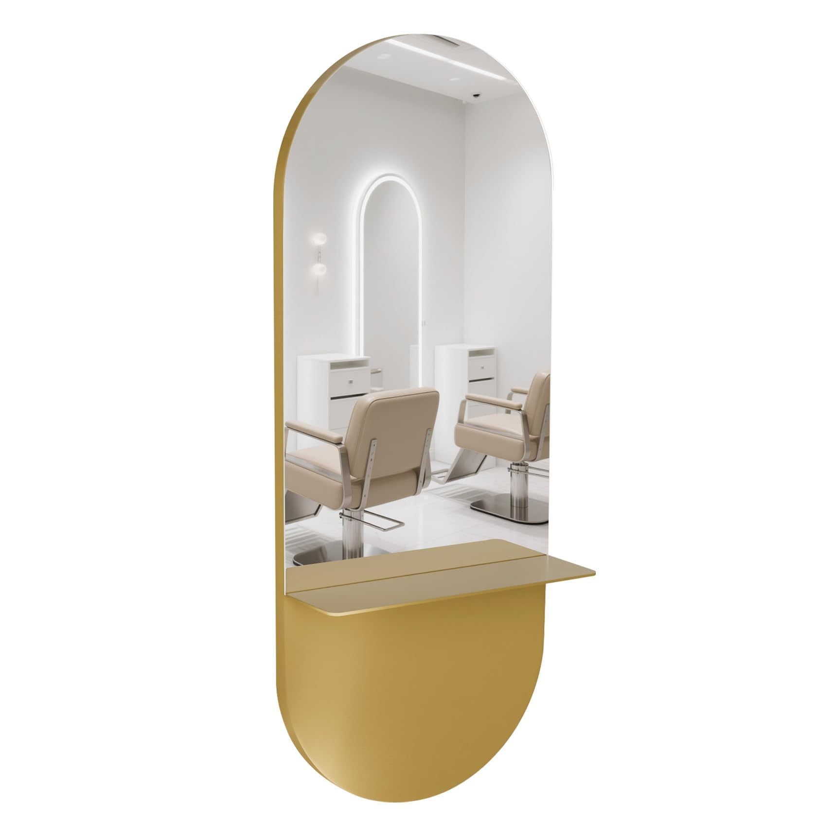 OmySalon SMC Large Oval Wall Mounted Full Body Mirror with Removable Shelf