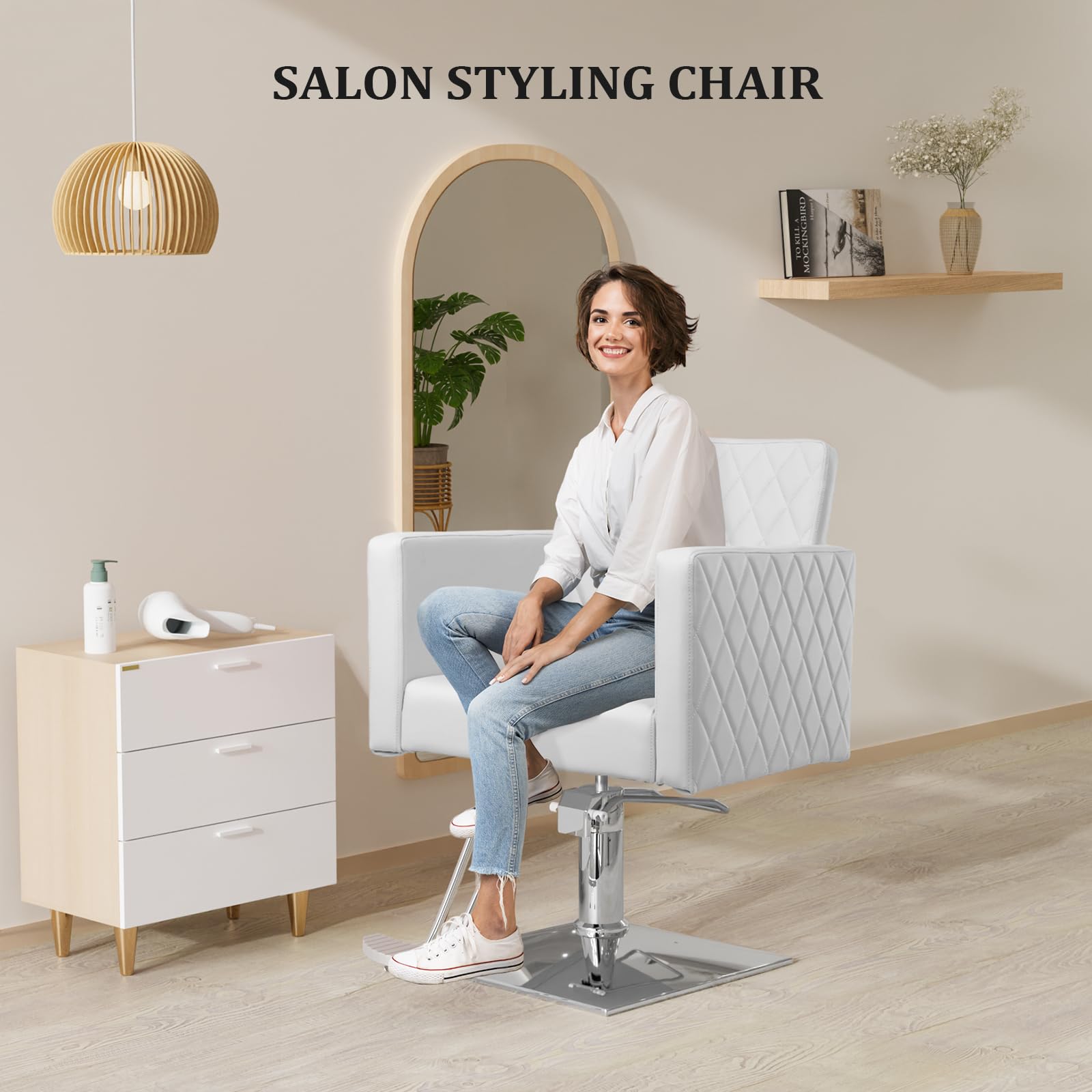 OmySalon SC2002 Heavy Duty Hydraulic Wide Seat Hair Stylist Salon Chair