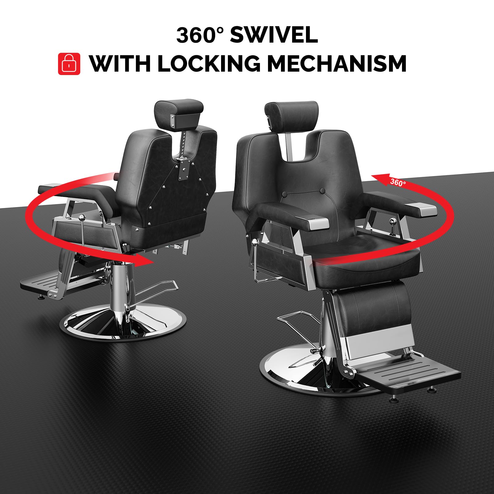 OmySalon BC1501 Professional Heavy Duty Hydraulic Reclining Barber Chair