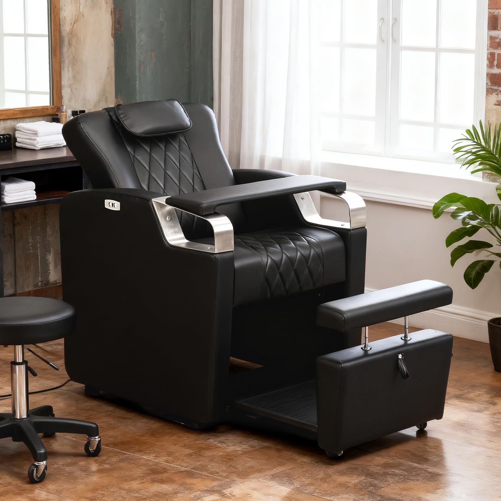 OmySalon PCE-WRS Electric Pedicure Chair with Adjustable Backrest & Movable Hand Pillow & Hidden Storage Platform