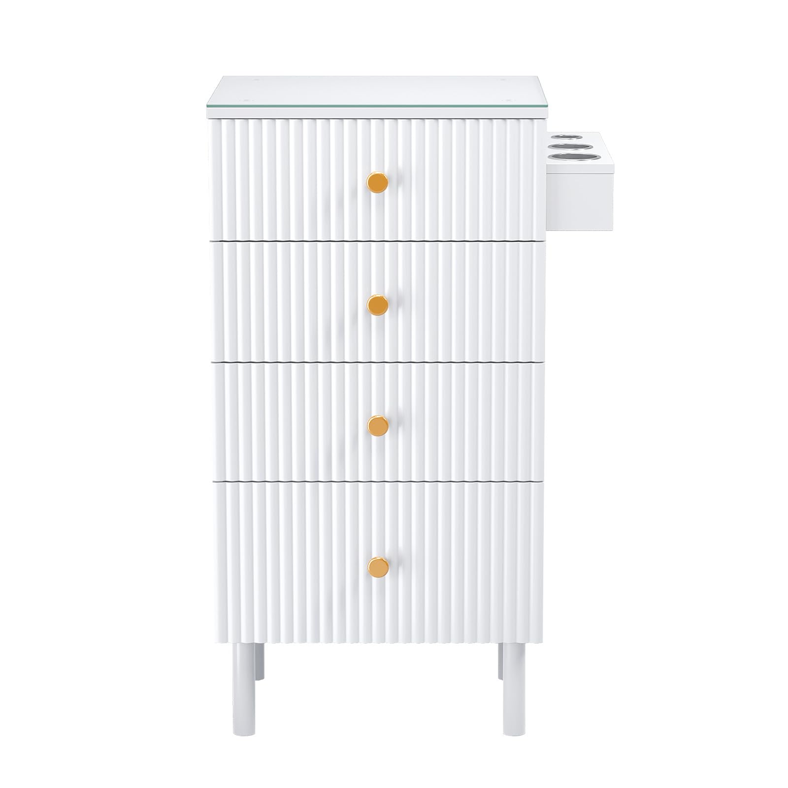 OmySalon SCWG Salon Styling Storage Station with Removable Glass Top & 4 Drawers 3 Hot Tool Holders