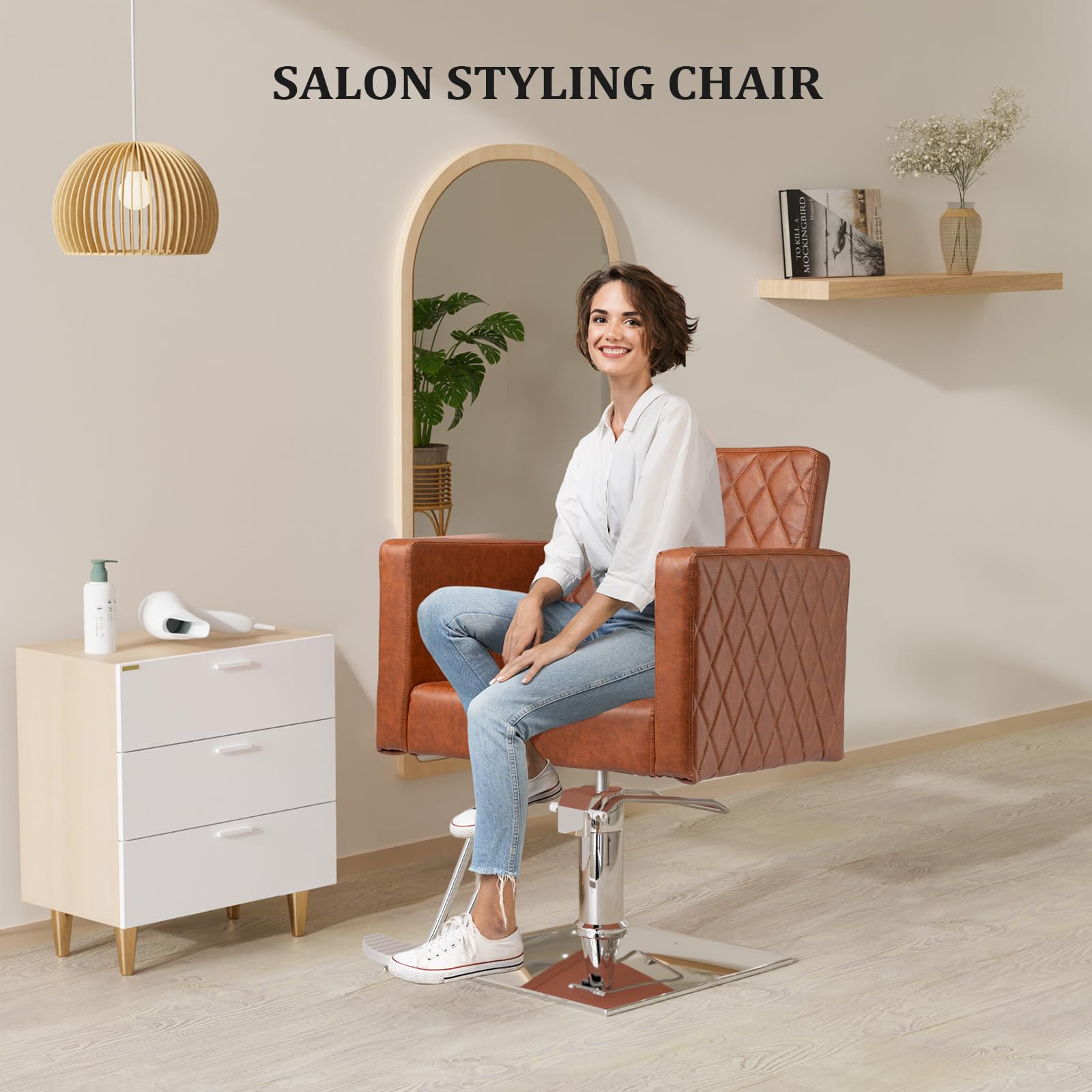OmySalon SC2002 Heavy Duty Hydraulic Wide Seat Hair Stylist Salon Chair