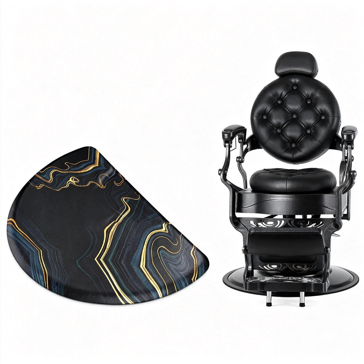 OmySalon Vintage Barber Chair & Anti-Fatigue Mat Bundle