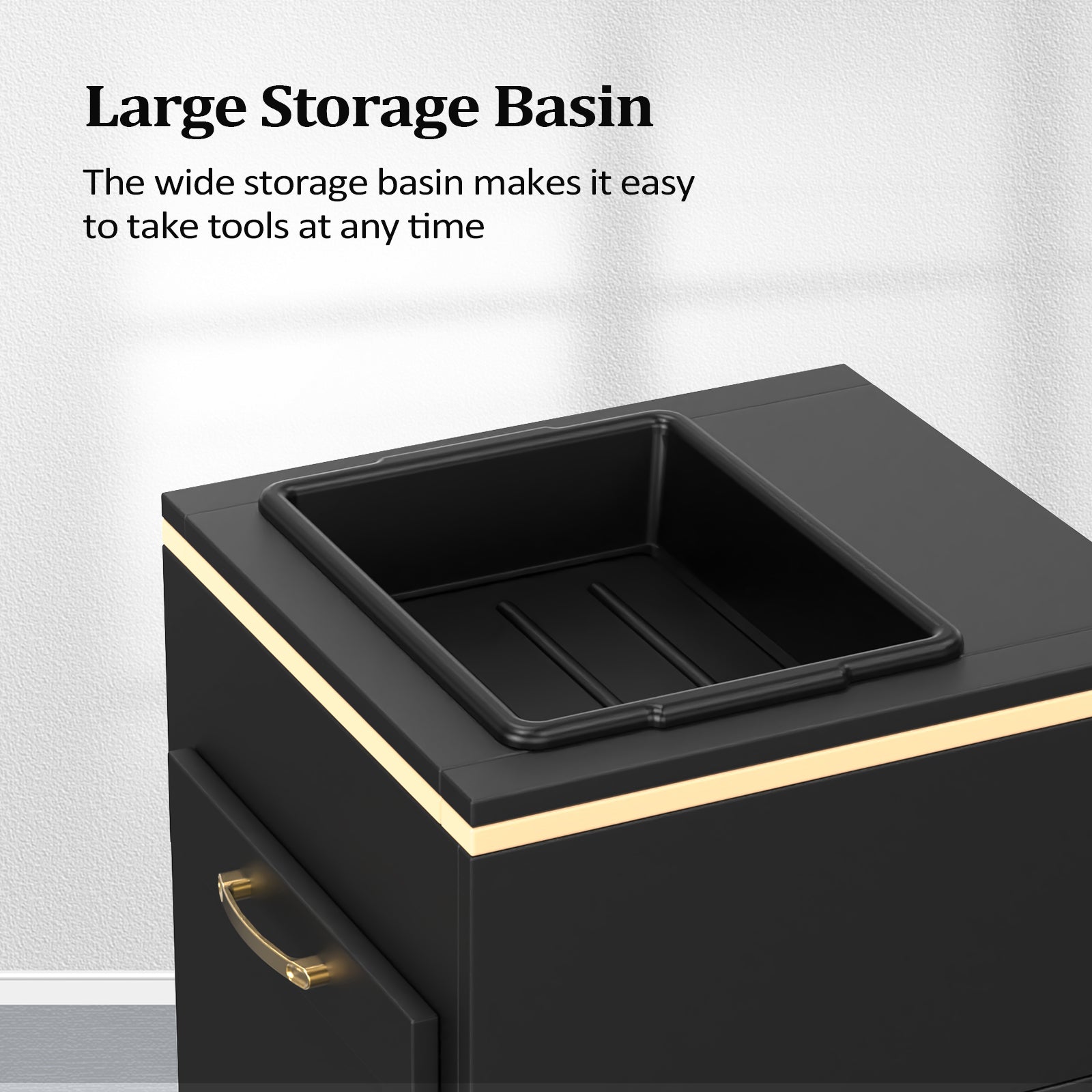 OmySalon HSC-23 Salon Styling Storage Station w/3 Drawers 1 Storage Basin 3 Hair Dryer Holders
