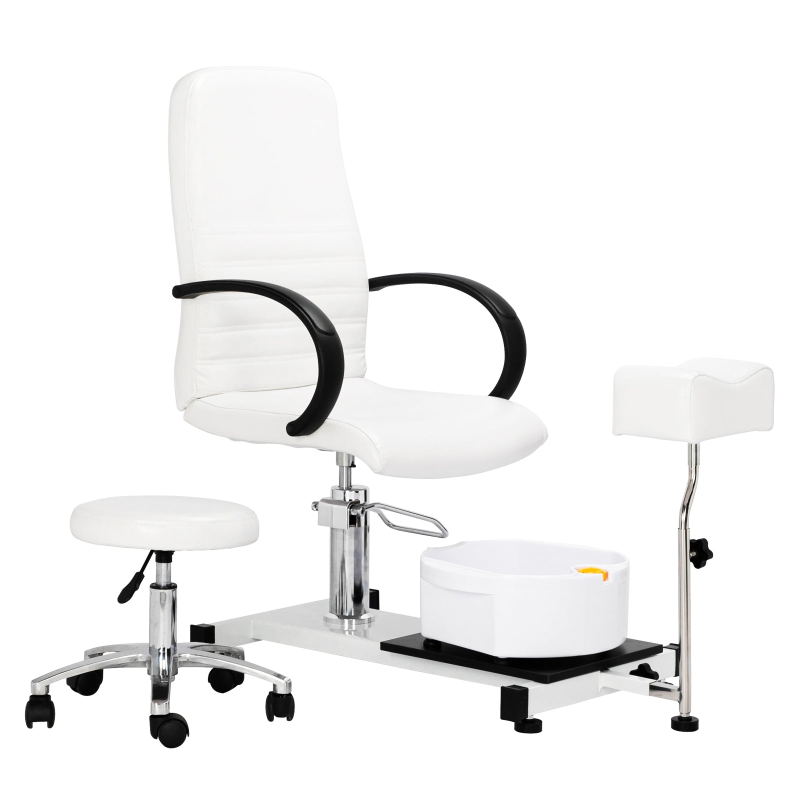 OmySalon PUS-01 Hydraulic Pedicure Chair with Adjustable Foot Rest & Bubble Massage Foot Bath & Rolling Stool