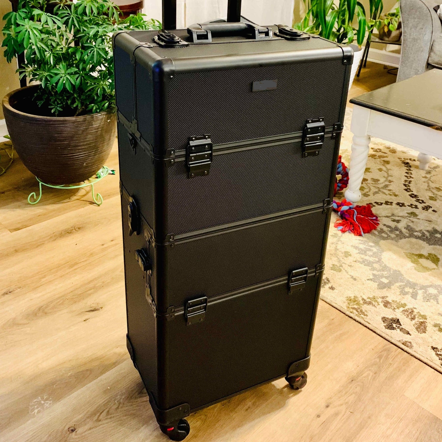Omysalon MCA201 2-in-1 Aluminum Rolling Makeup Cosmetic Organizer Train Case