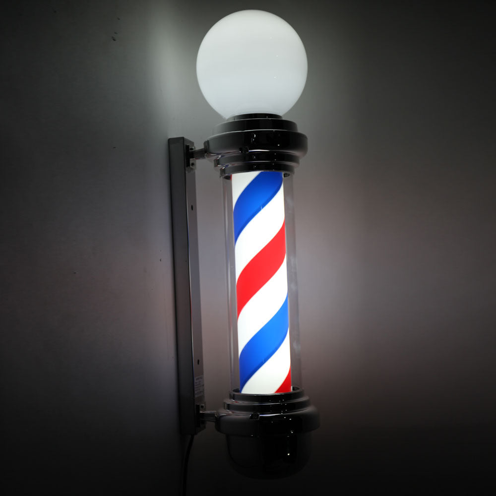 OmySalon 32in Classic Style Barber Pole LED Light with Rotating Red White Blue LED Strips