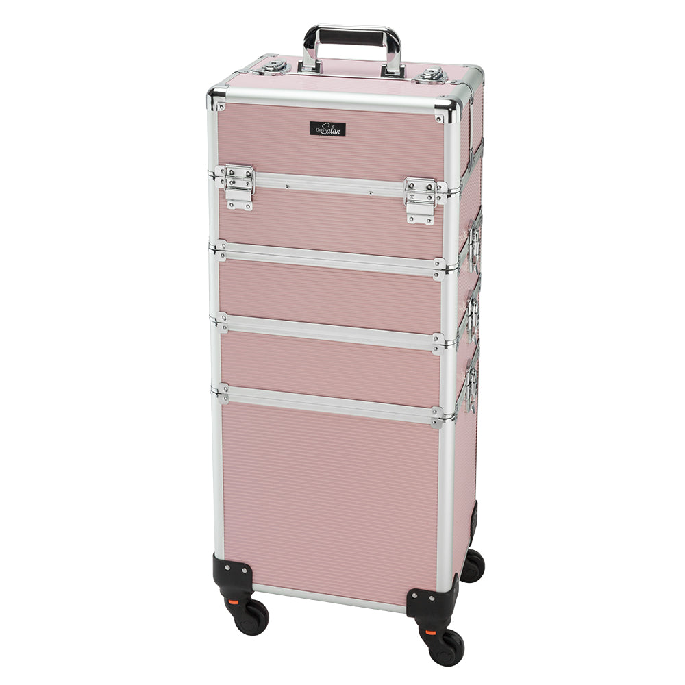 Omysalon 4-in-1 Professional Aluminum Makeup Train Case Pink/Black