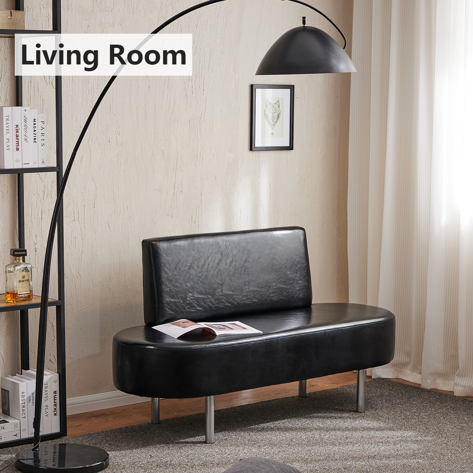 OmySalon WBWB Modern Reception Waiting Room Bench Chair with Backrest for Beauty Barber Salon SPA Office