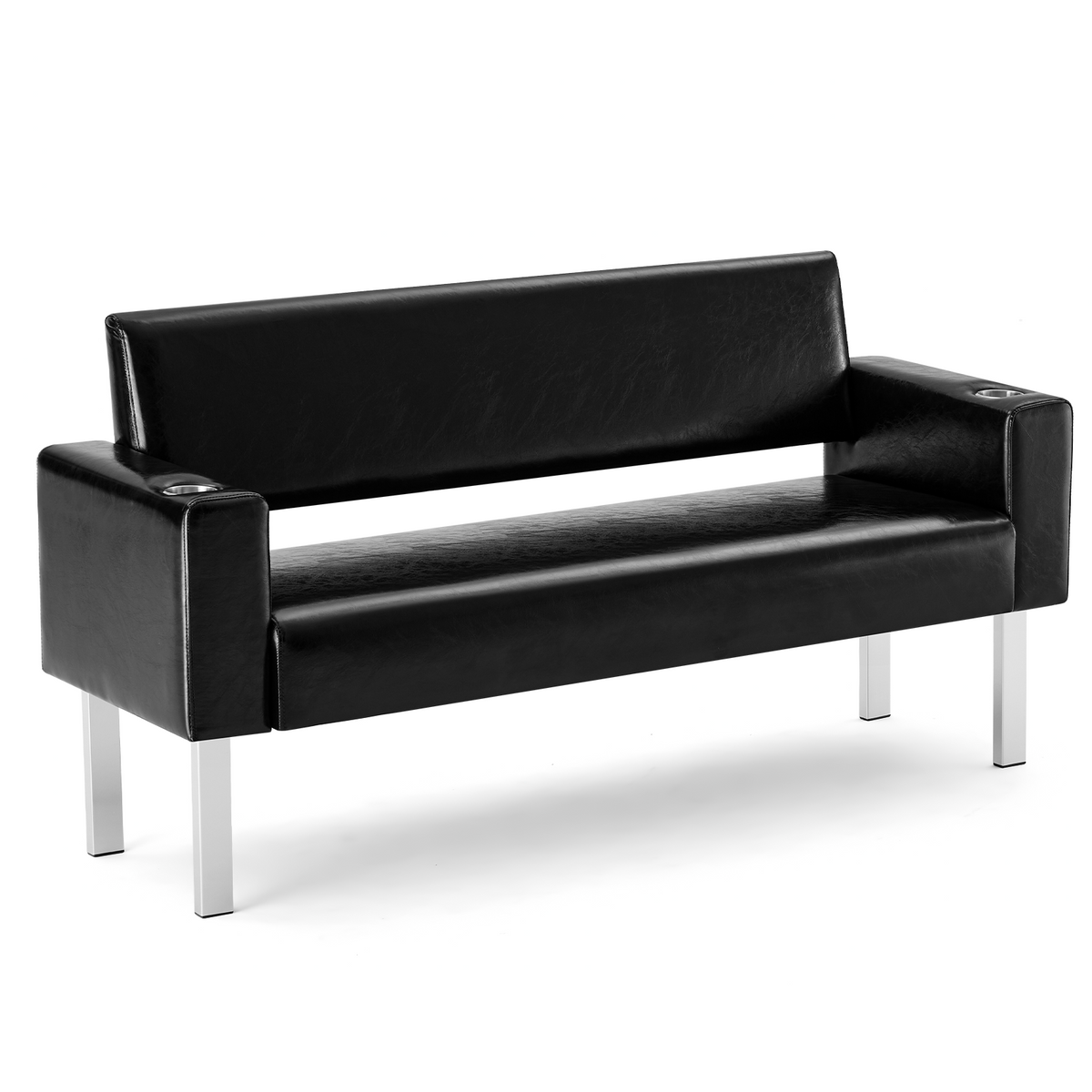 OmySalon WBWCH Modern Reception Waiting Room Bench Chair with 2 Cup Holders for Beauty Barber Salon SPA Office