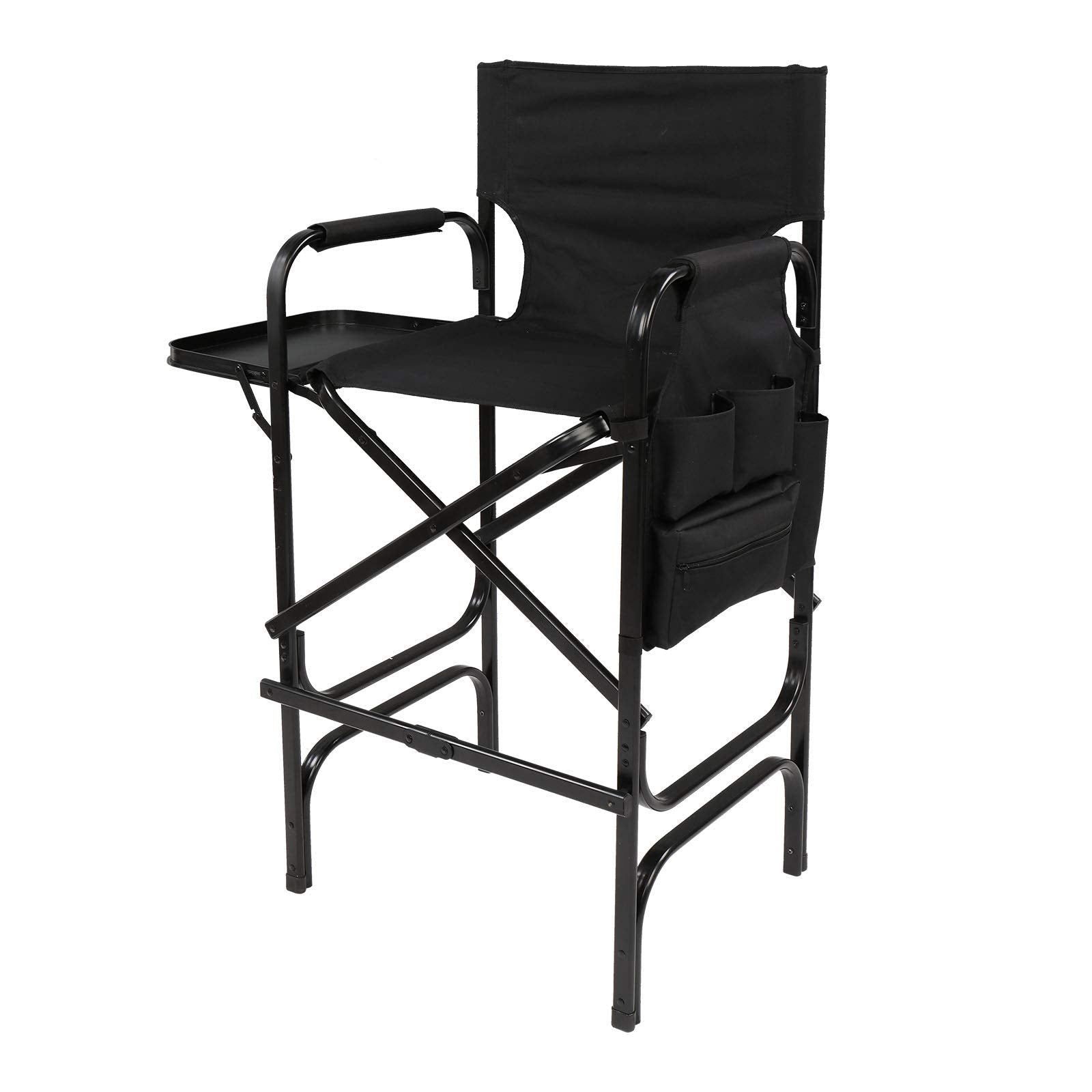 Omysalon 30in Portable Folding Director Chair with Collapsible Side Table