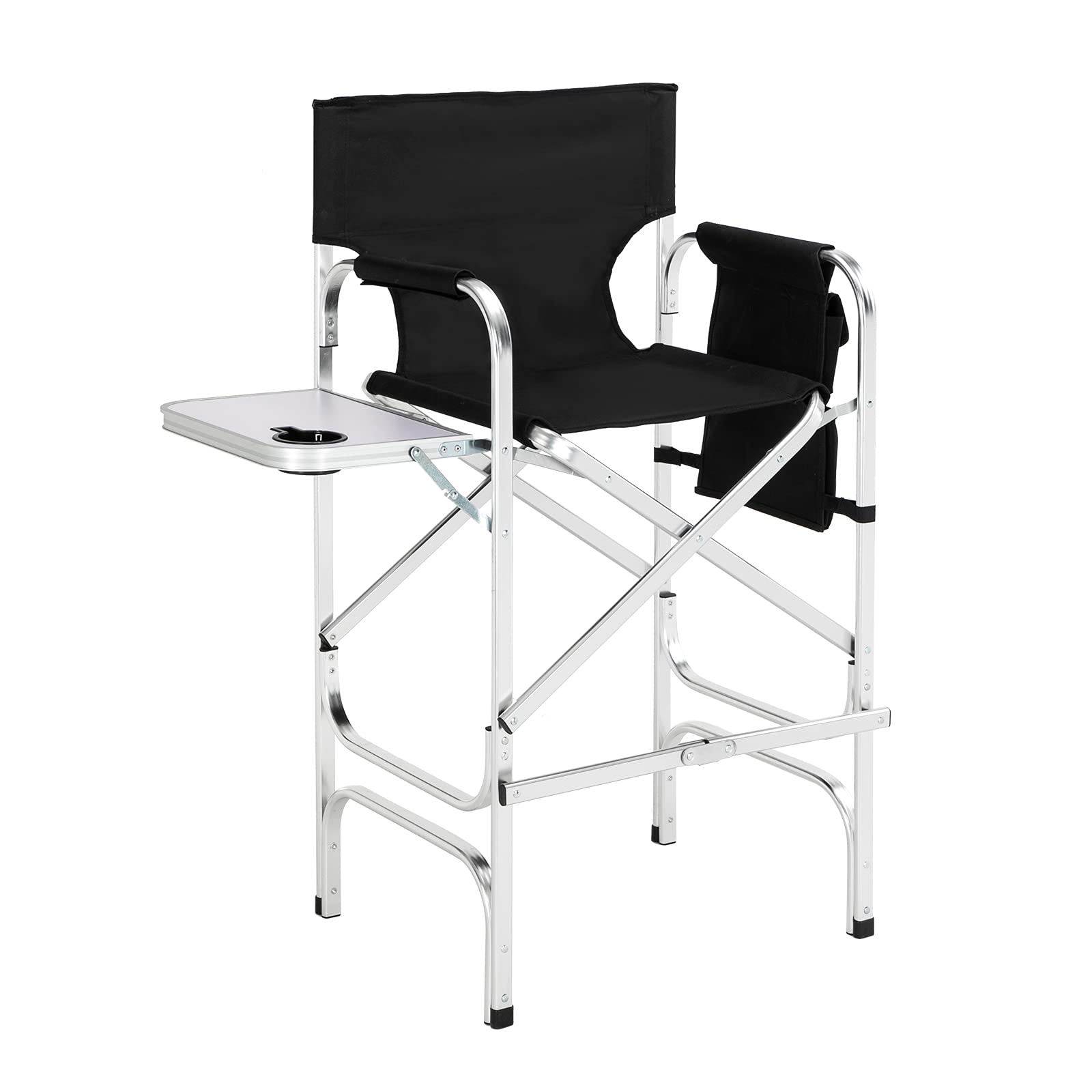 Omysalon 30in Portable Folding Director Chair with Collapsible Side Table