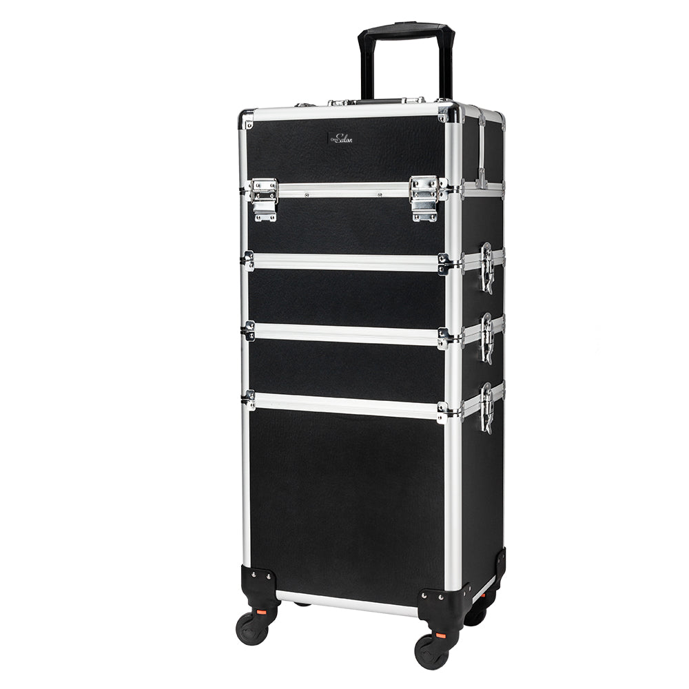 Omysalon MCA401 4-in-1 Aluminum Lockable Rolling Makeup Cosmetic Organizer Train Case