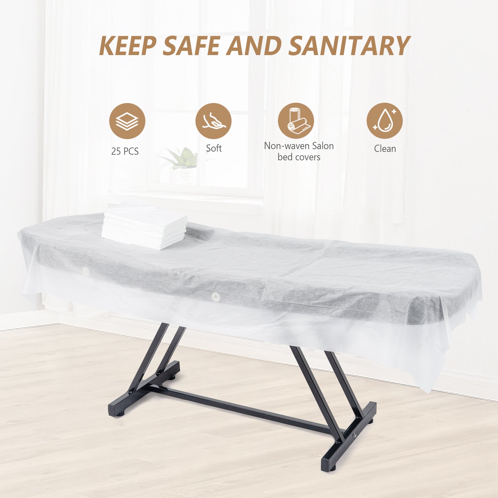 OmySalon 73in Facial Massage Bed with Adjustable Hydraulic Stool Tattoo Chair w/25 Pcs Disposable Sheets Black