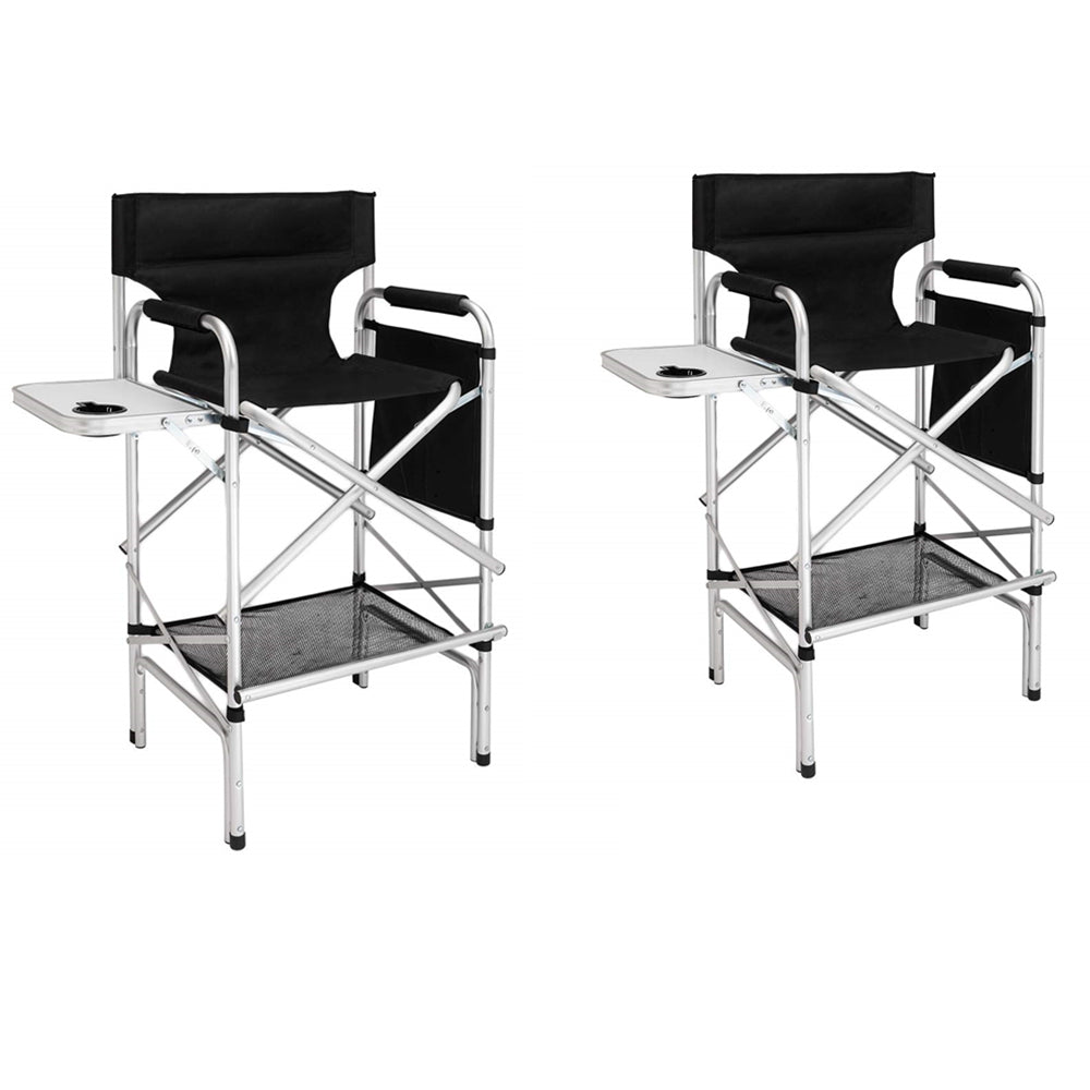 Omysalon 31in Portable Foldable Director Chair Makeup Artist Chair with Side Table