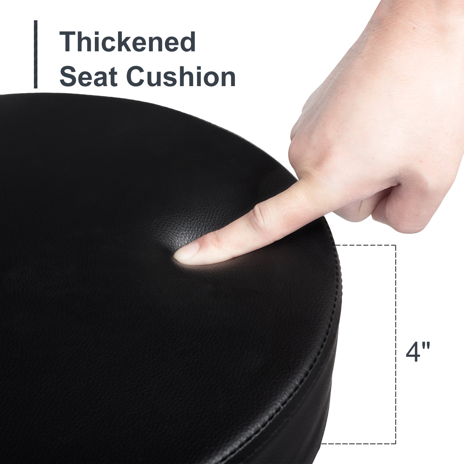 OmySalon Adjustable Thick Seat Cushion Rolling Stool with Back Support & Footrest