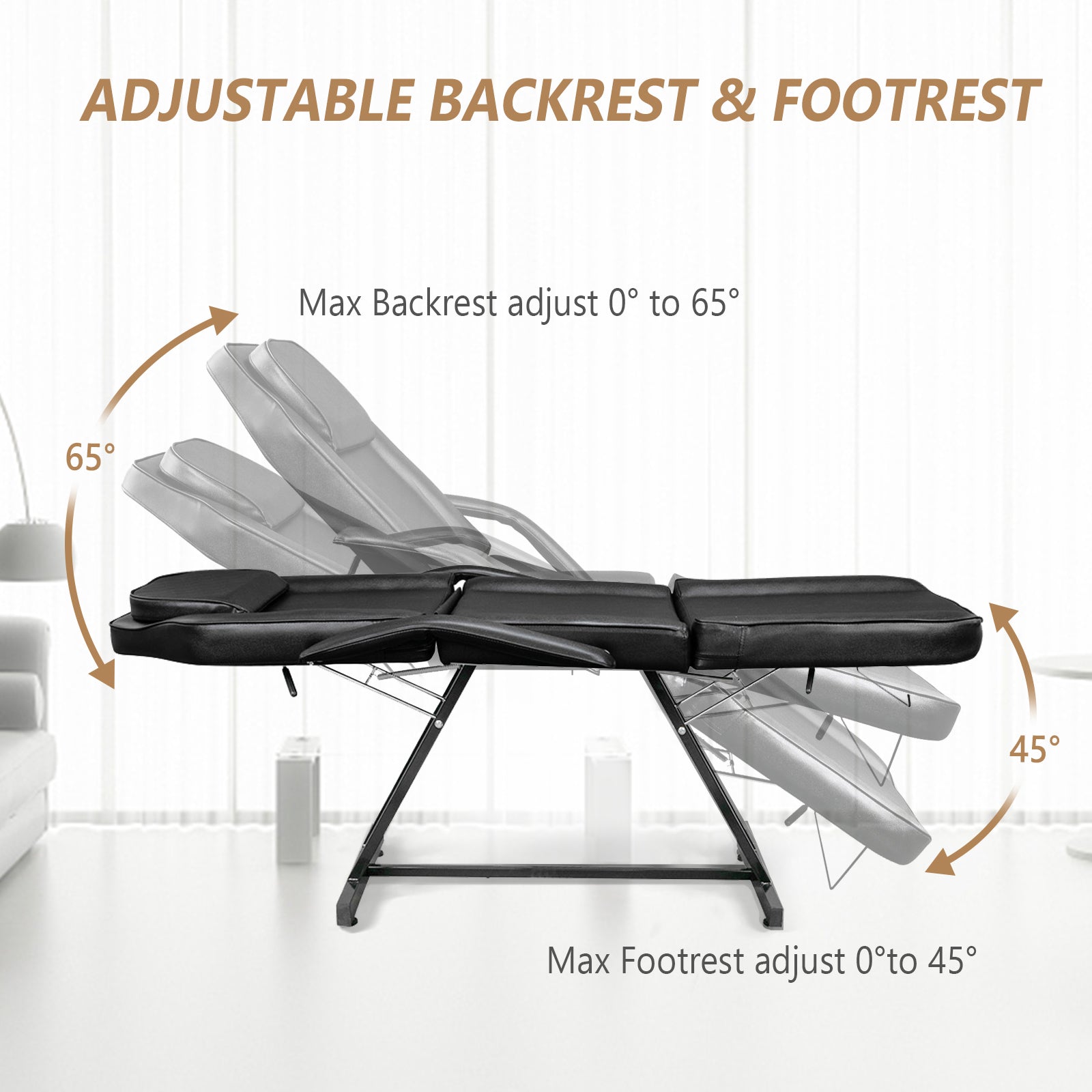 OmySalon 73in Facial Massage Bed with Adjustable Hydraulic Stool Tattoo Chair w/25 Pcs Disposable Sheets Black