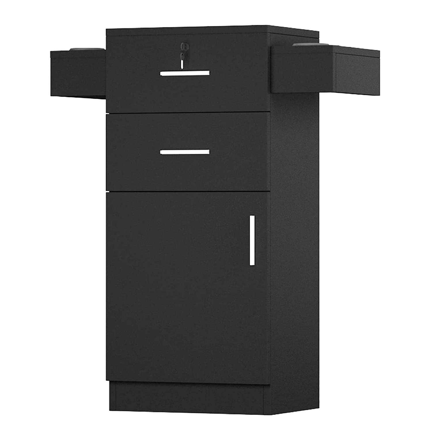 OmySalon HSC-10 Free Standing Wooden Salon Barber Station Cabinet w/2 drawers 1 Cabinet 6 Hair Dryer Holders