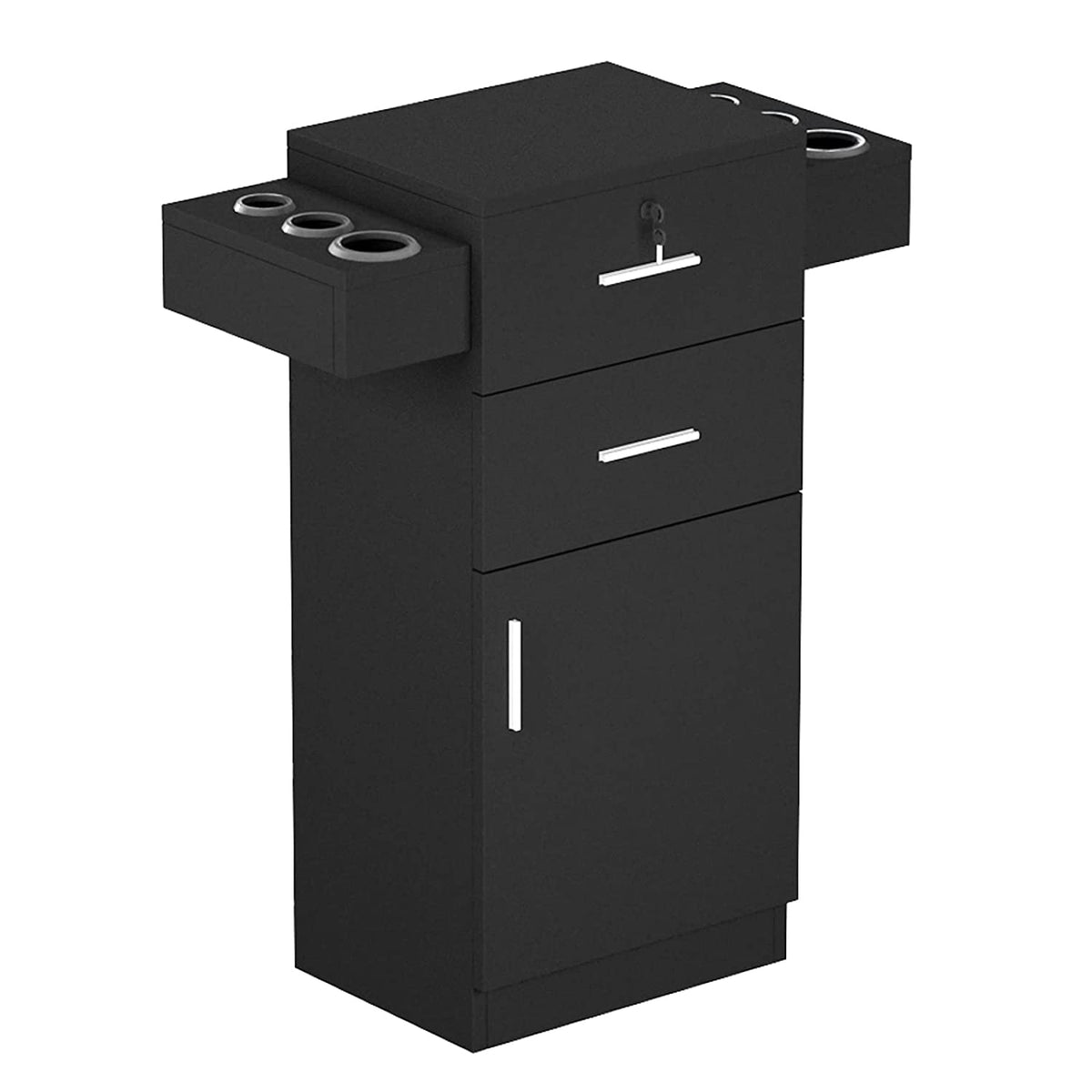OmySalon HSC-10 Free Standing Wooden Salon Barber Station Cabinet w/2 drawers 1 Cabinet 6 Hair Dryer Holders