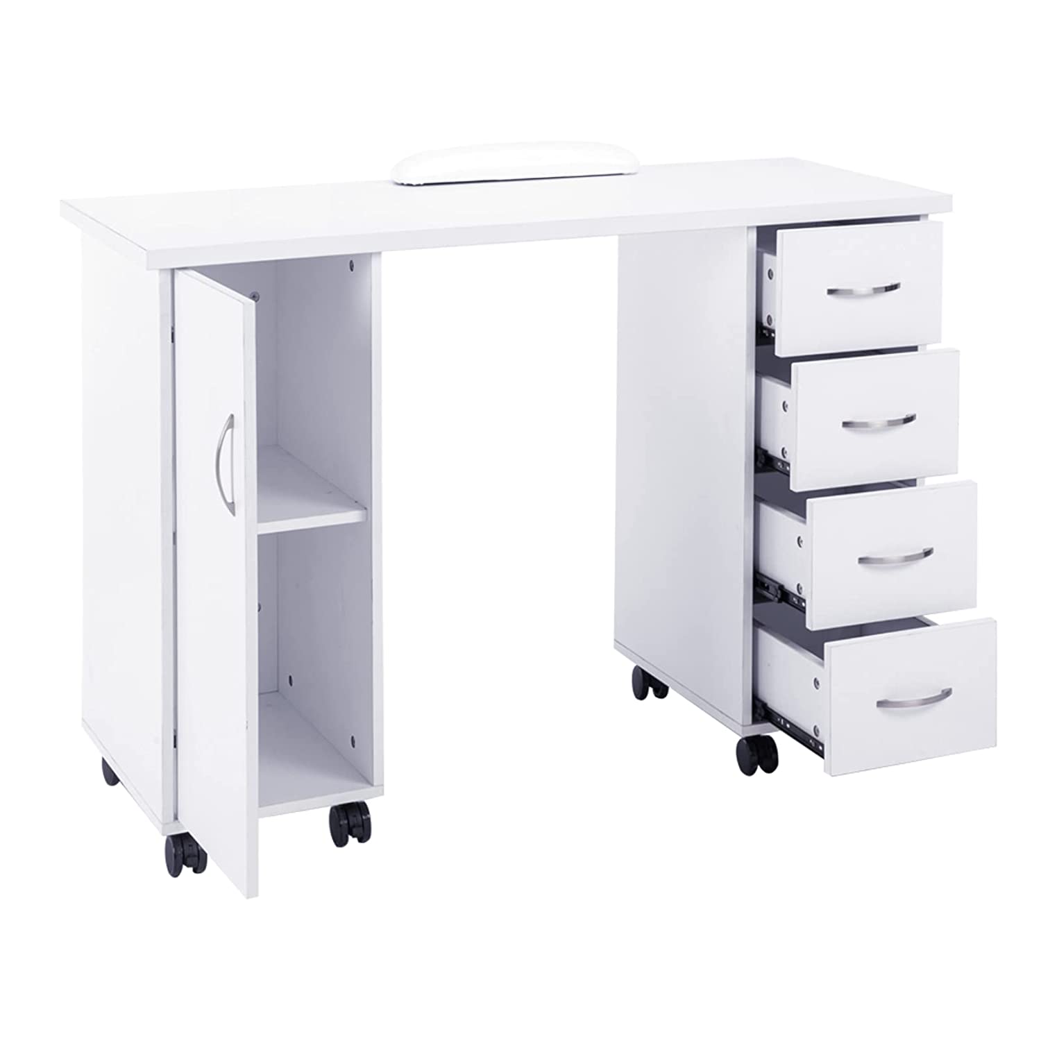 OmySalon Manicure Table Wooden Nail Desk White