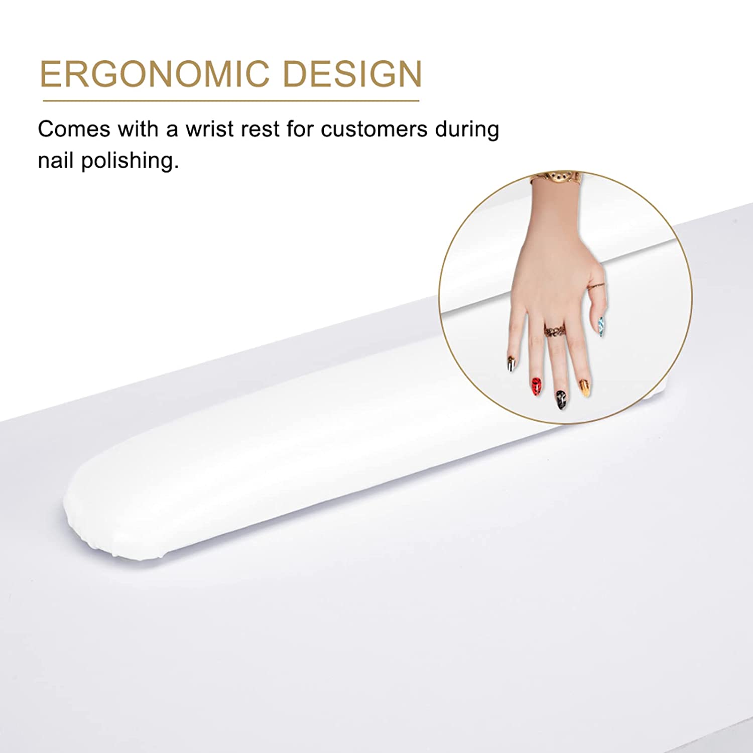 OmySalon Manicure Table Wooden Nail Desk White