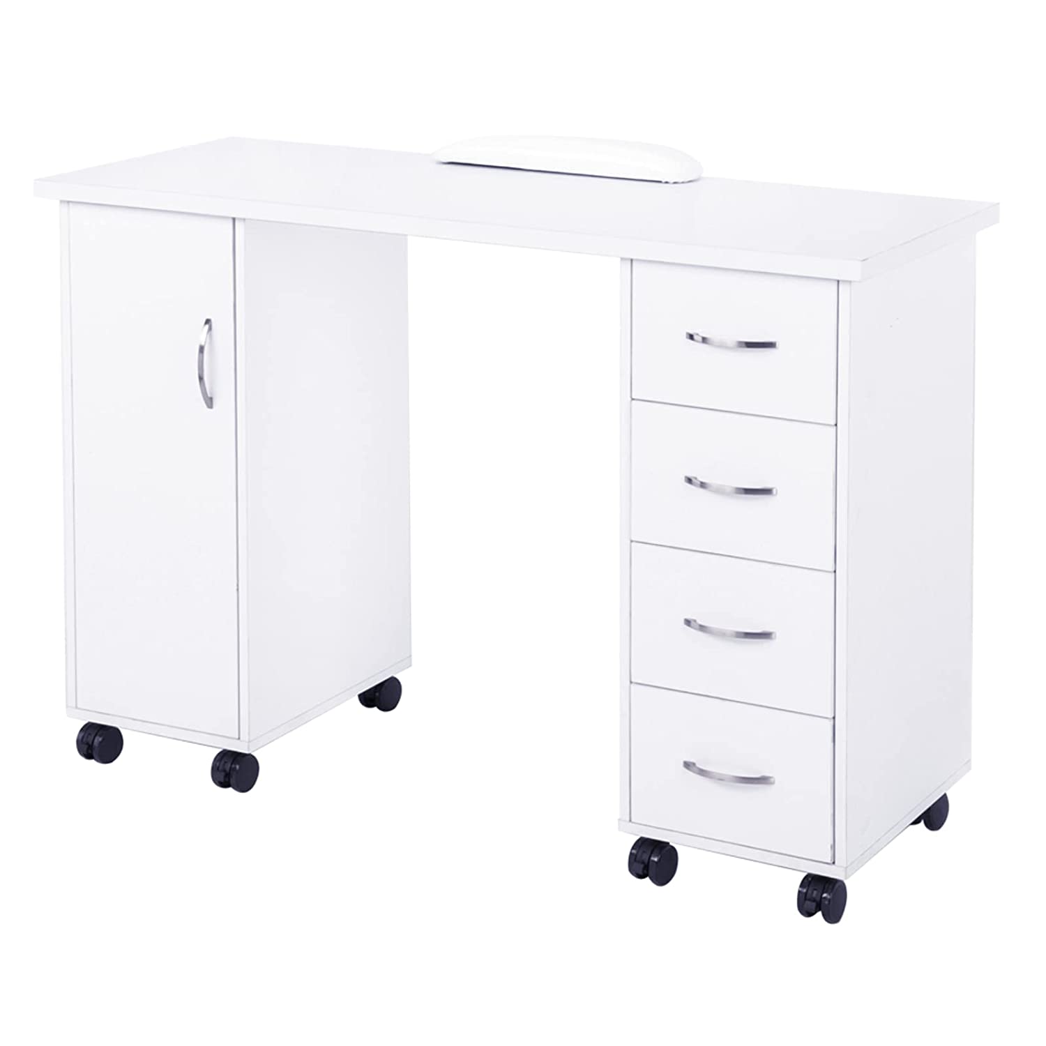 OmySalon Manicure Table Wooden Nail Desk White