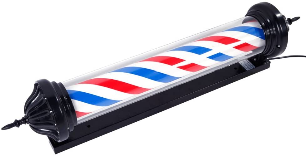 OmySalon 41in Rome Style Barber Pole LED Light with Rotating Red White Blue LED Strips