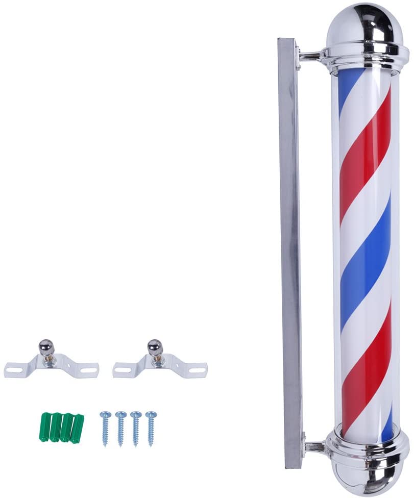 OmySalon 36in Barber Pole Light with Rotating Red White Blue LED Strips