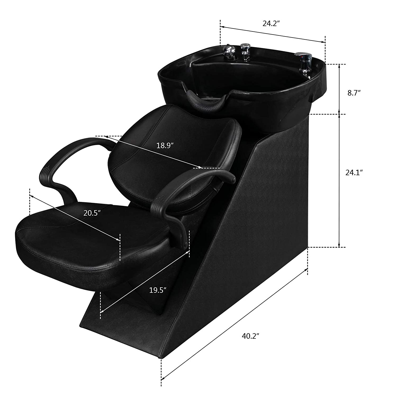 OmySalon BU1101 Salon Shampoo Backwash Chair Unit with Deep ABS Plastic Shampoo Bowl