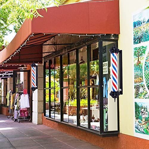 OmySalon 41in Rome Style Barber Pole LED Light with Rotating Red White Blue LED Strips