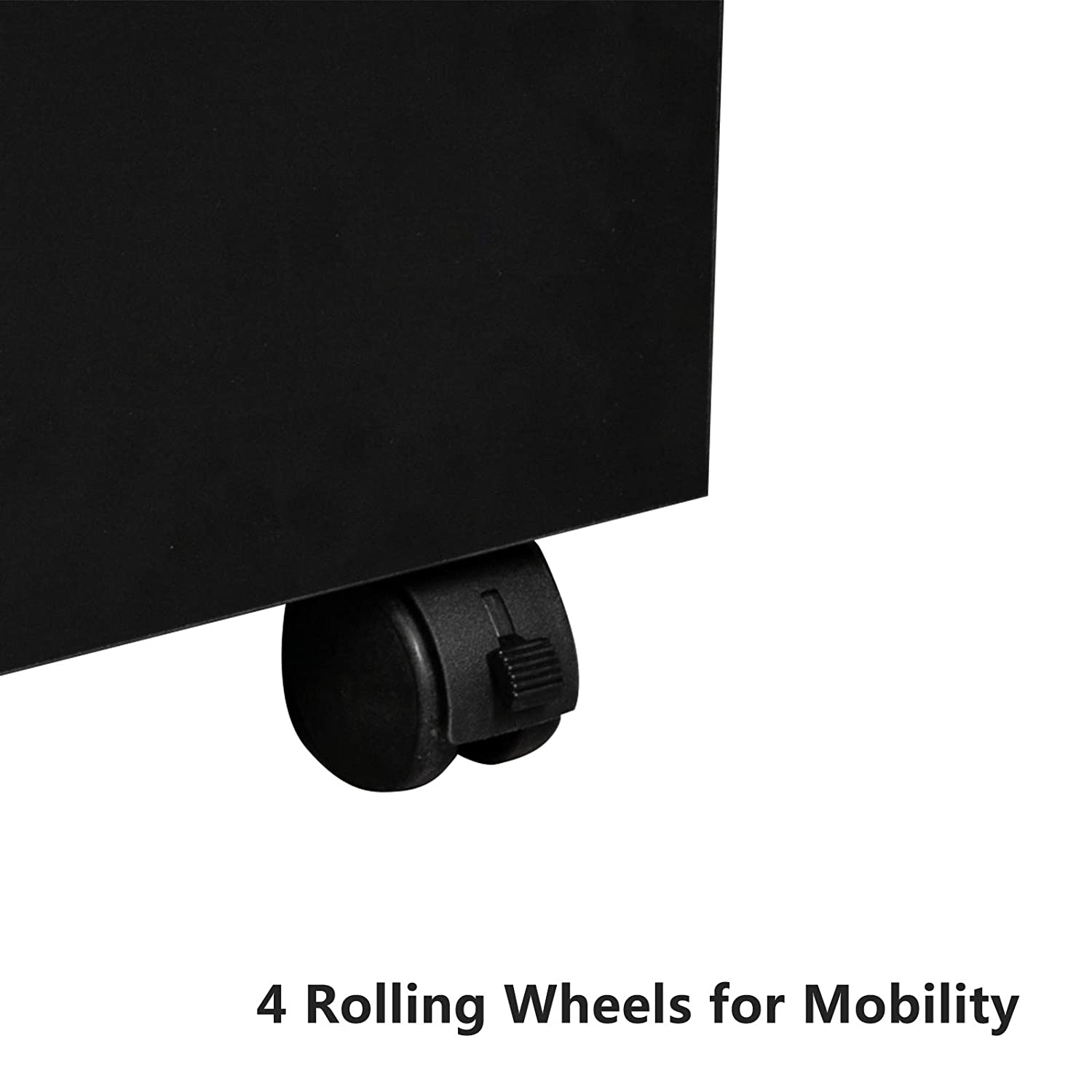 OmySalon Manicure Table Nail Desk with Wheels Black