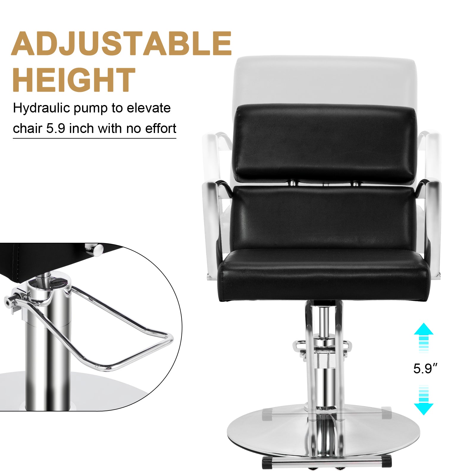 OmySalon Beauty Barber Chair Salon Hydraulic Styling Chair with 360 Degree Swivel