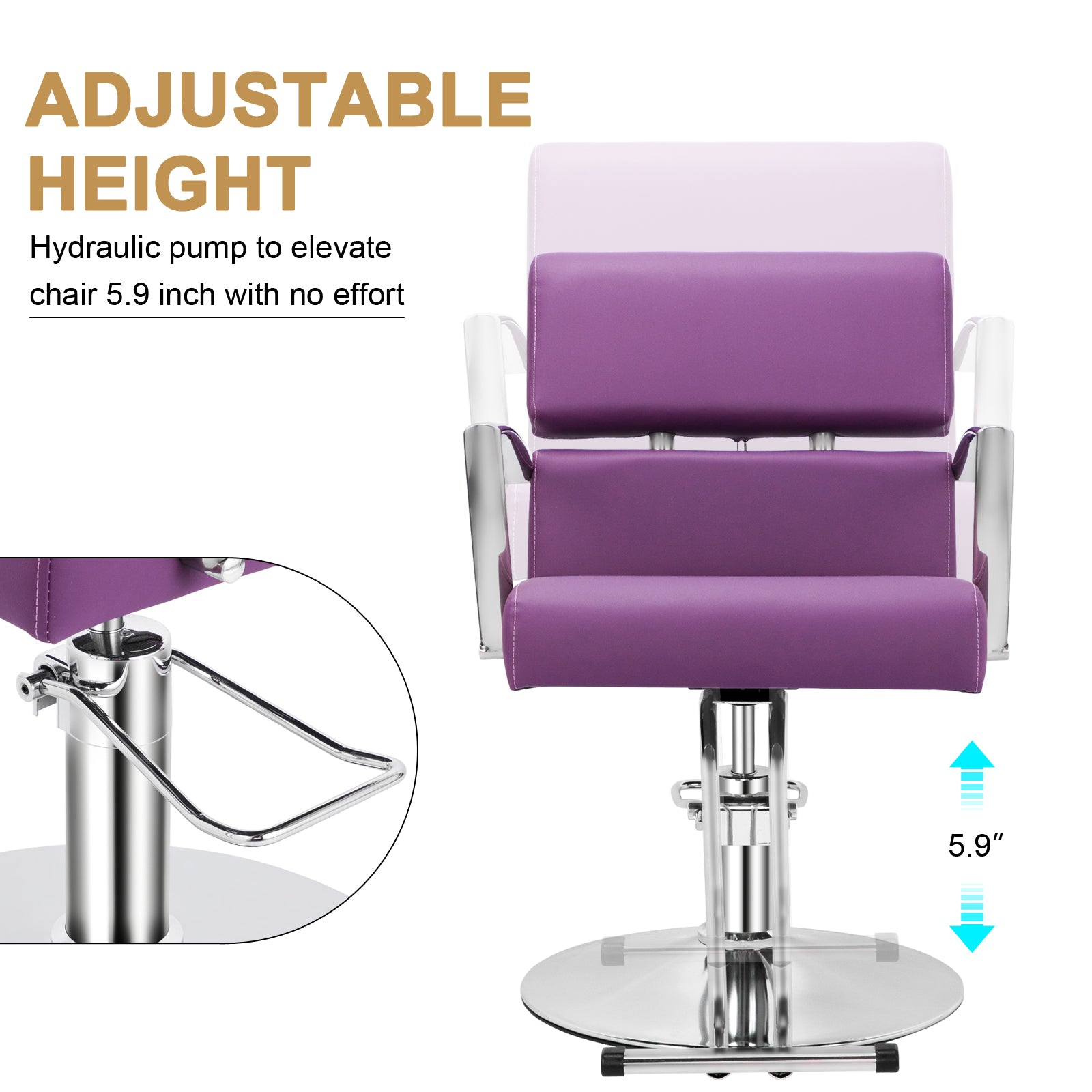 OmySalon Beauty Barber Chair Salon Hydraulic Styling Chair with 360 Degree Swivel