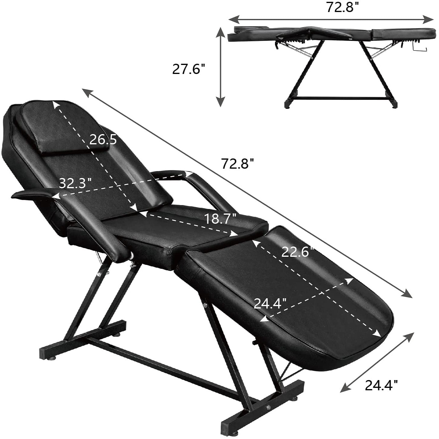 OmySalon 73in Adjustable Facial Massage Bed w/Hydraulic Rotating Stool