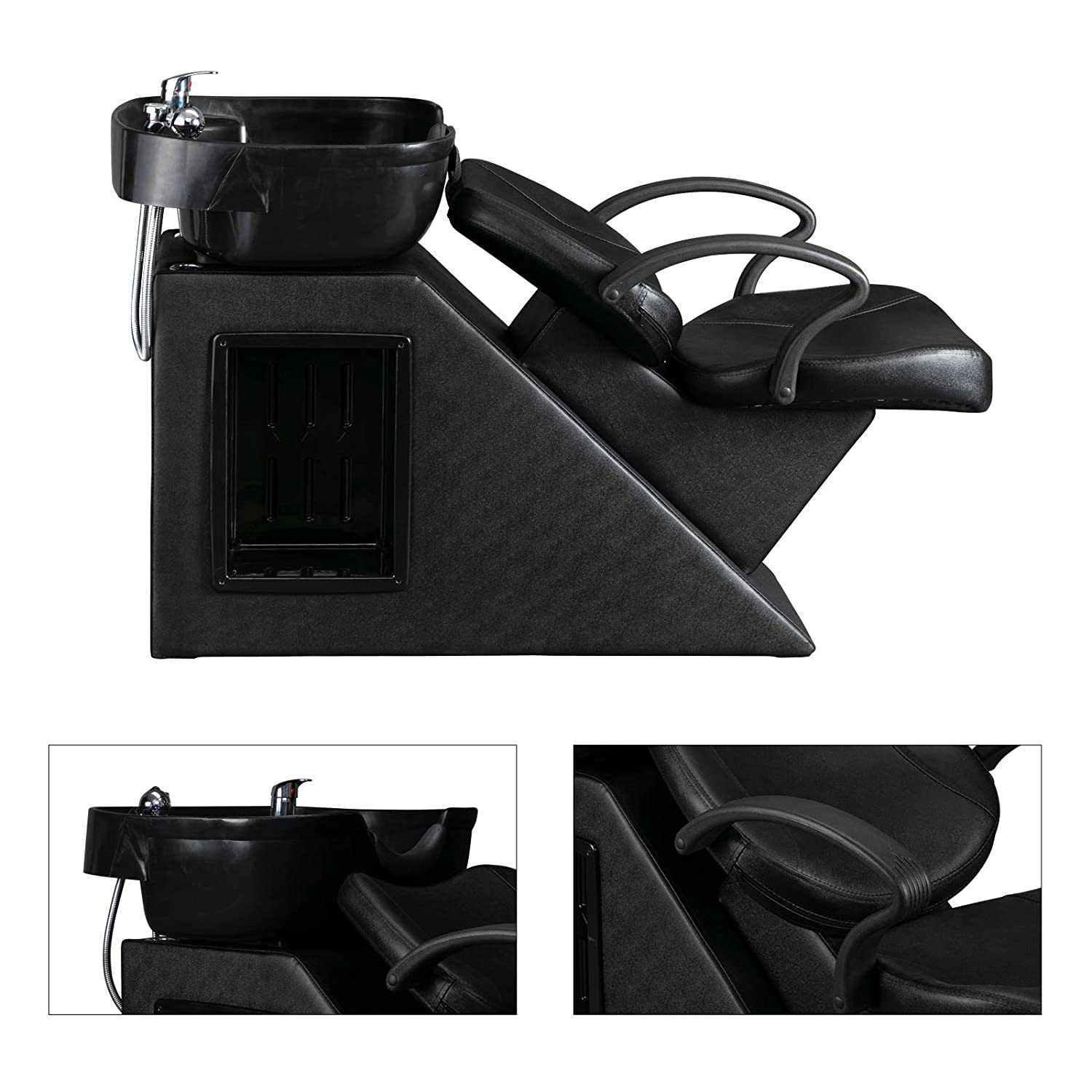 OmySalon BU1101 Salon Shampoo Backwash Chair Unit with Deep ABS Plastic Shampoo Bowl