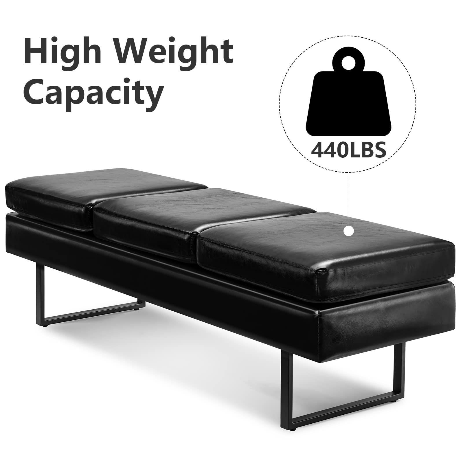 OmySalon WB Modern Reception Waiting Room Bench Chair with Thickened Iron Leg for Beauty Barber Salon SPA Office