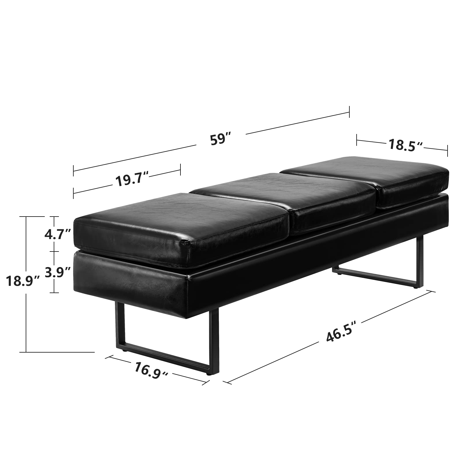 OmySalon WB Modern Reception Waiting Room Bench Chair with Thickened Iron Leg for Beauty Barber Salon SPA Office