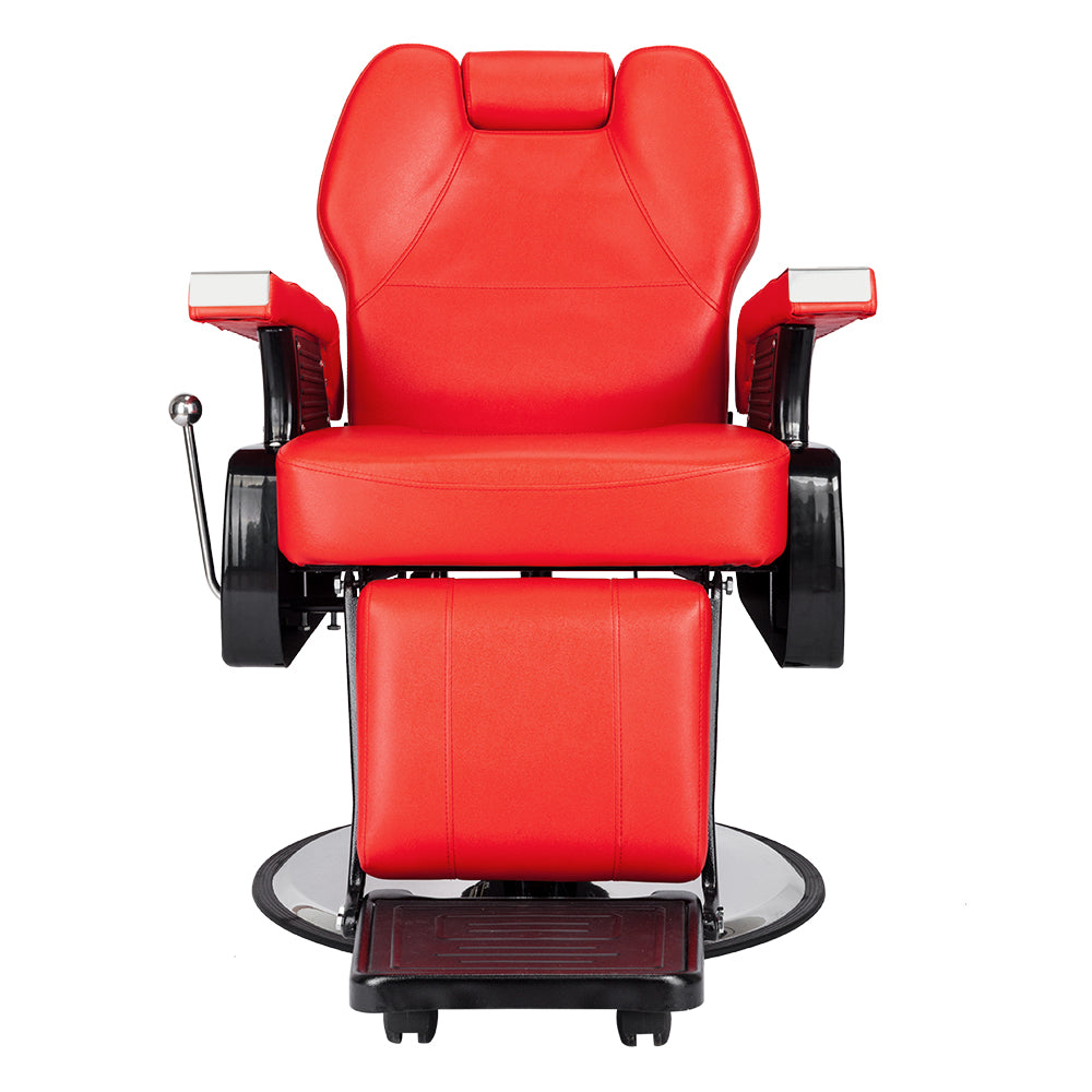 OmySalon Barber Chair Hydraulic Reclining Salon Chairs Heavy Duty Styling Chair with 360 Degree Swivel Red
