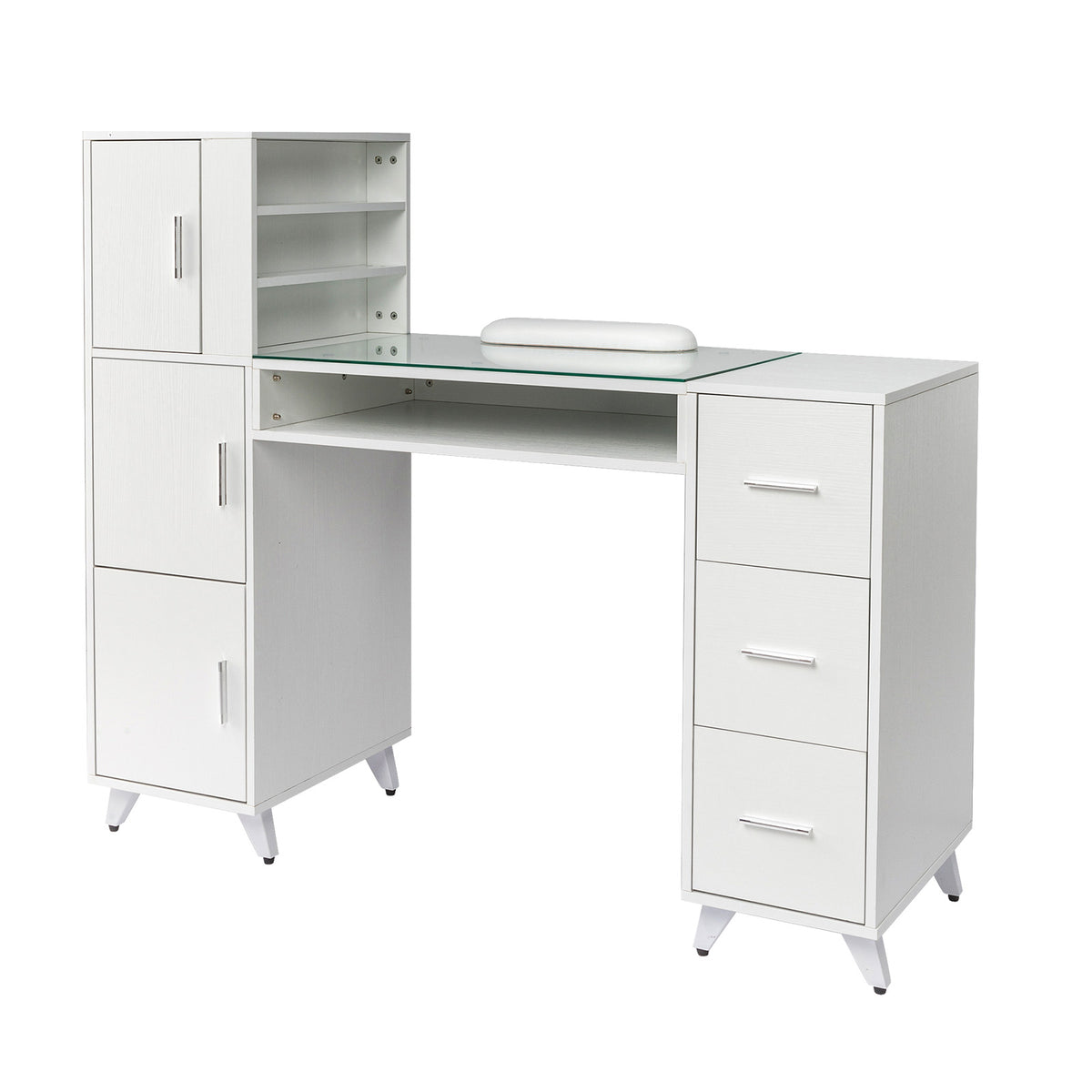 Omysalon MTD Nail Manicure Table w/Glass Top & Wrist Rest