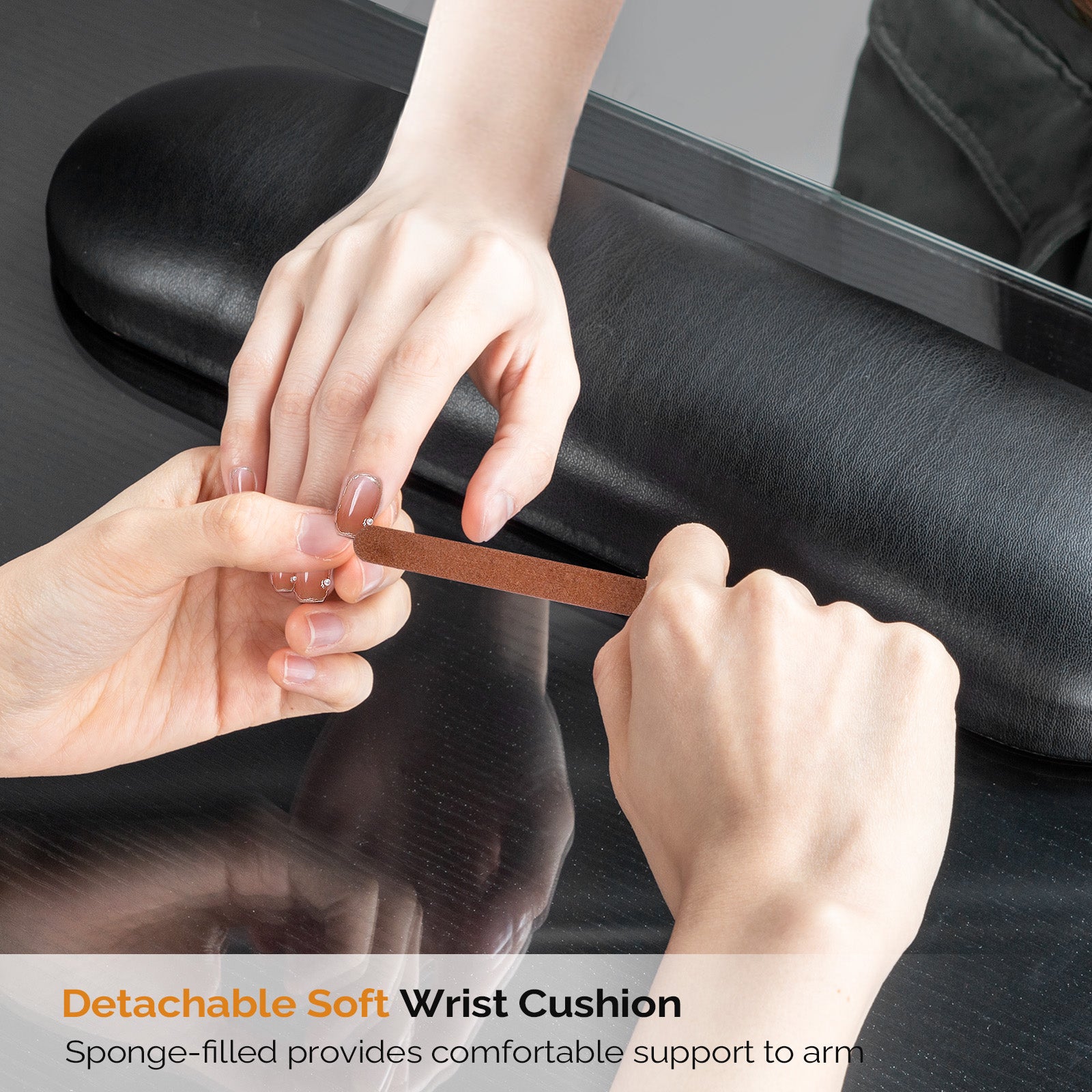Omysalon MTD Nail Manicure Table w/Glass Top & Wrist Rest