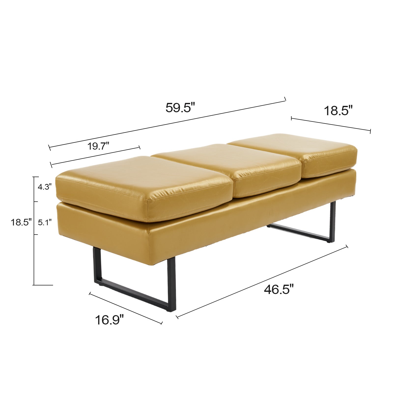 OmySalon Waiting Room Bench, Reception Bench Office Chair Black/Red/White/Brown/Cognac