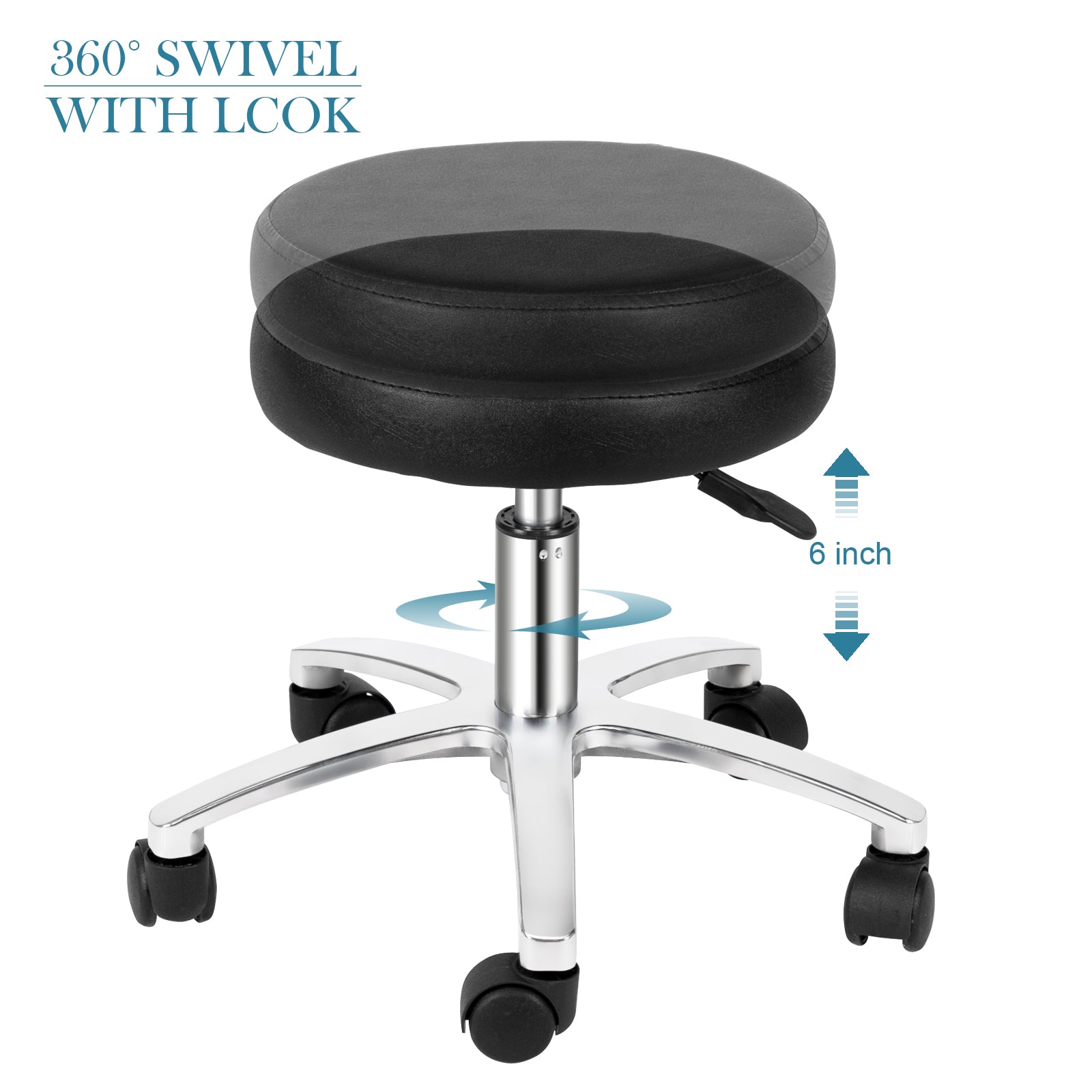 OmySalon PUS-01 Hydraulic Pedicure Chair with Adjustable Foot Rest & Bubble Massage Foot Bath & Rolling Stool