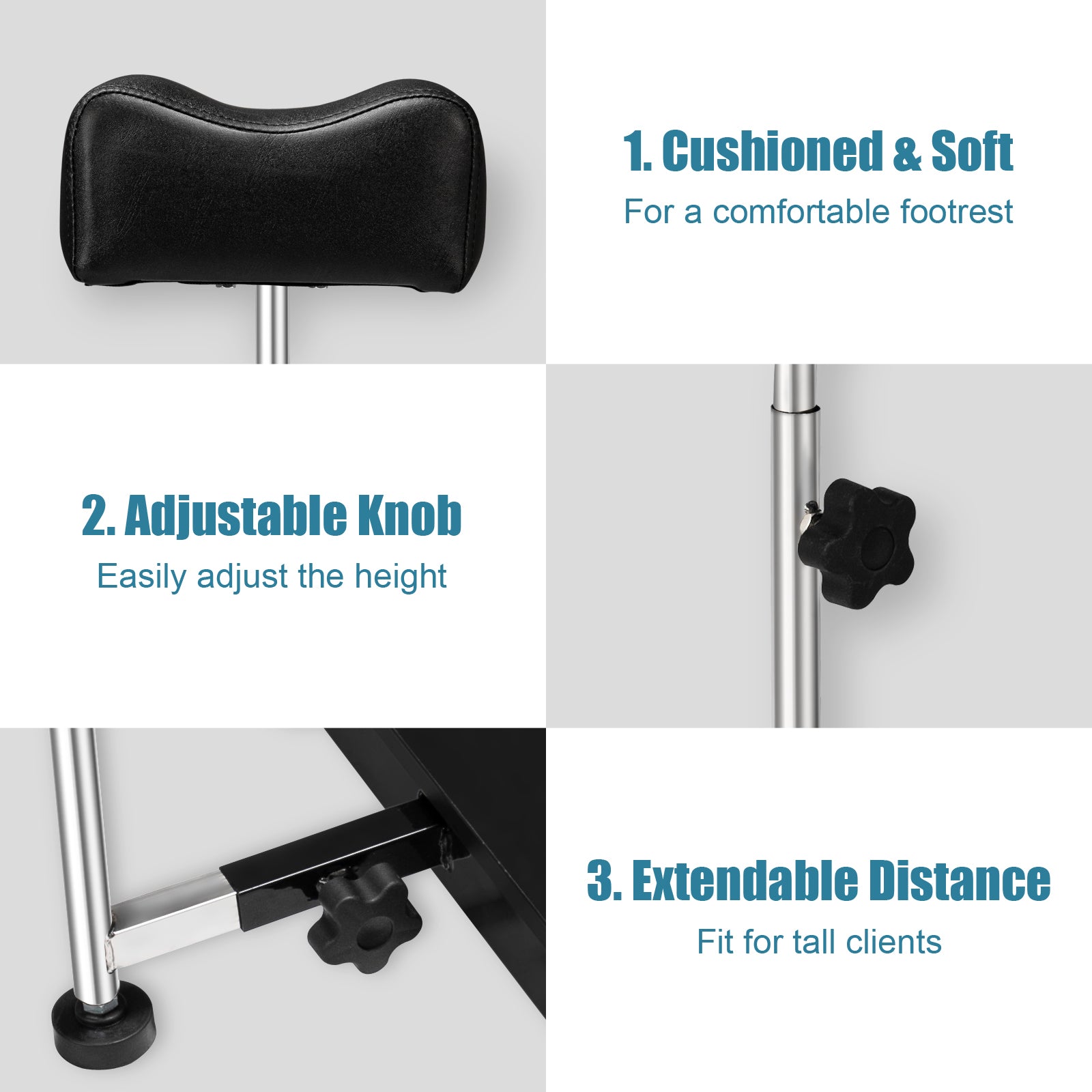 OmySalon PUS-01 Hydraulic Pedicure Chair with Adjustable Foot Rest & Bubble Massage Foot Bath & Rolling Stool