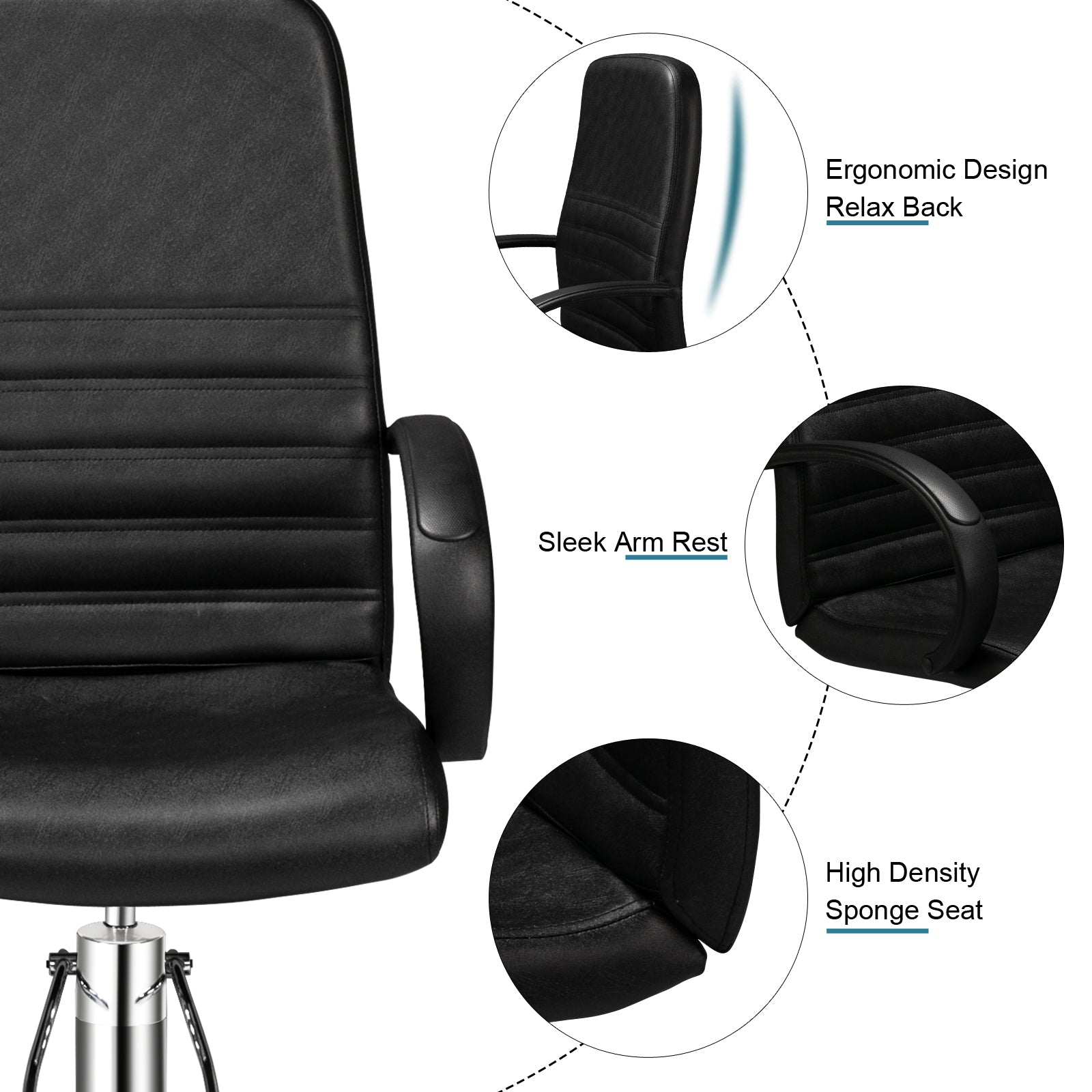 OmySalon PUS-01 Hydraulic Pedicure Chair with Adjustable Foot Rest & Bubble Massage Foot Bath & Rolling Stool