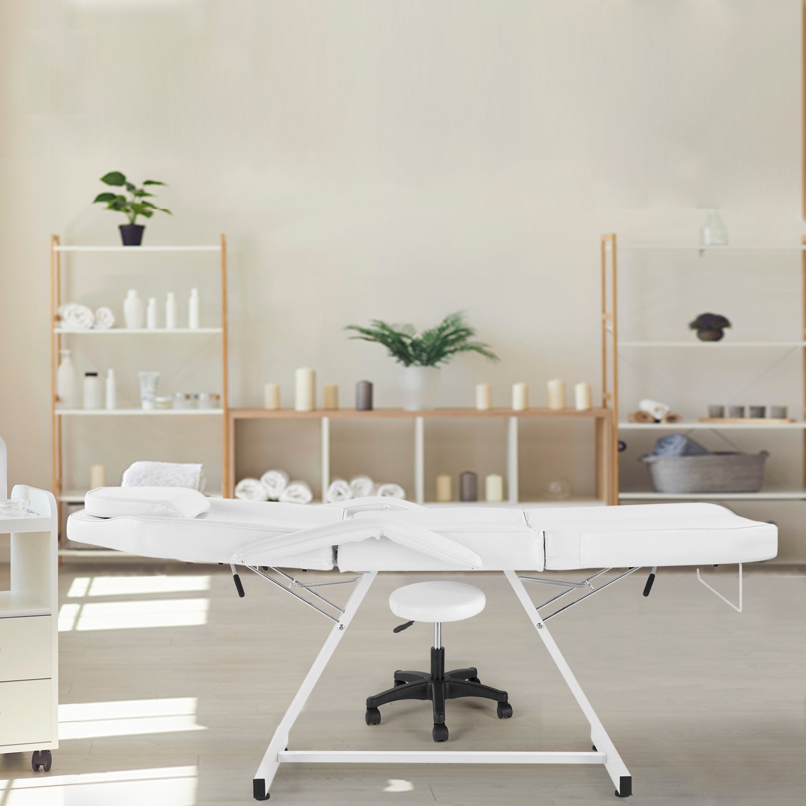 OmySalon SBWS 73in Adjustable Facial Massage Bed w/Hydraulic Rotating Stool