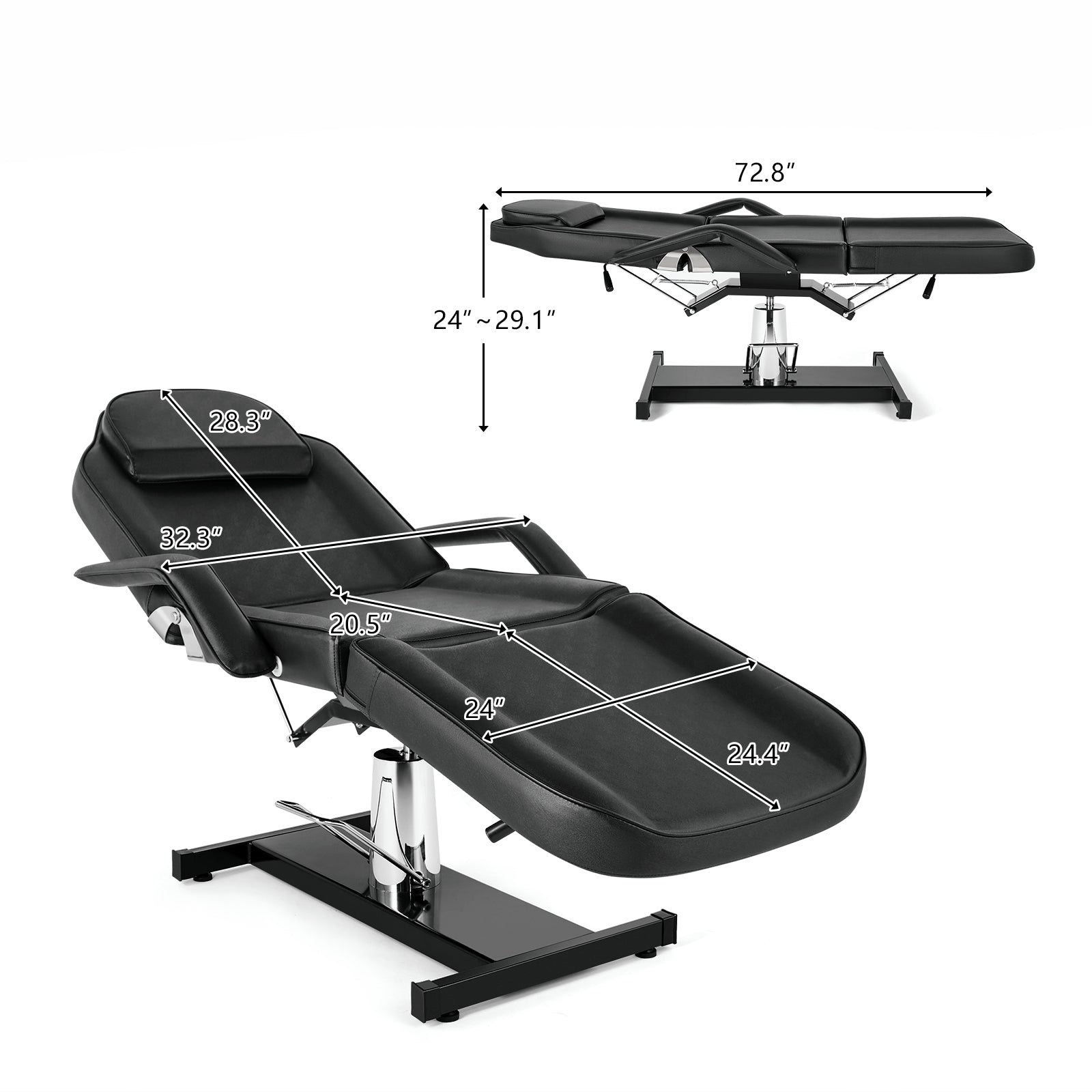 OmySalon SBWP 73in 360 Degree Rotating Hydraulic Height Adjustable Facial Massage Bed