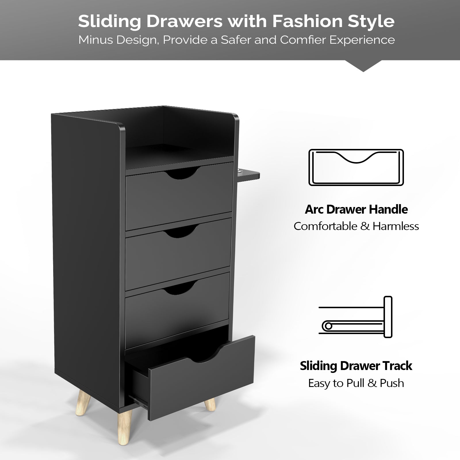 OmySalon HSC-16 4-Layer Salon Styling Storage Station w/4 Drawers 2 Hair Dryer Holders & Raised Table Legs
