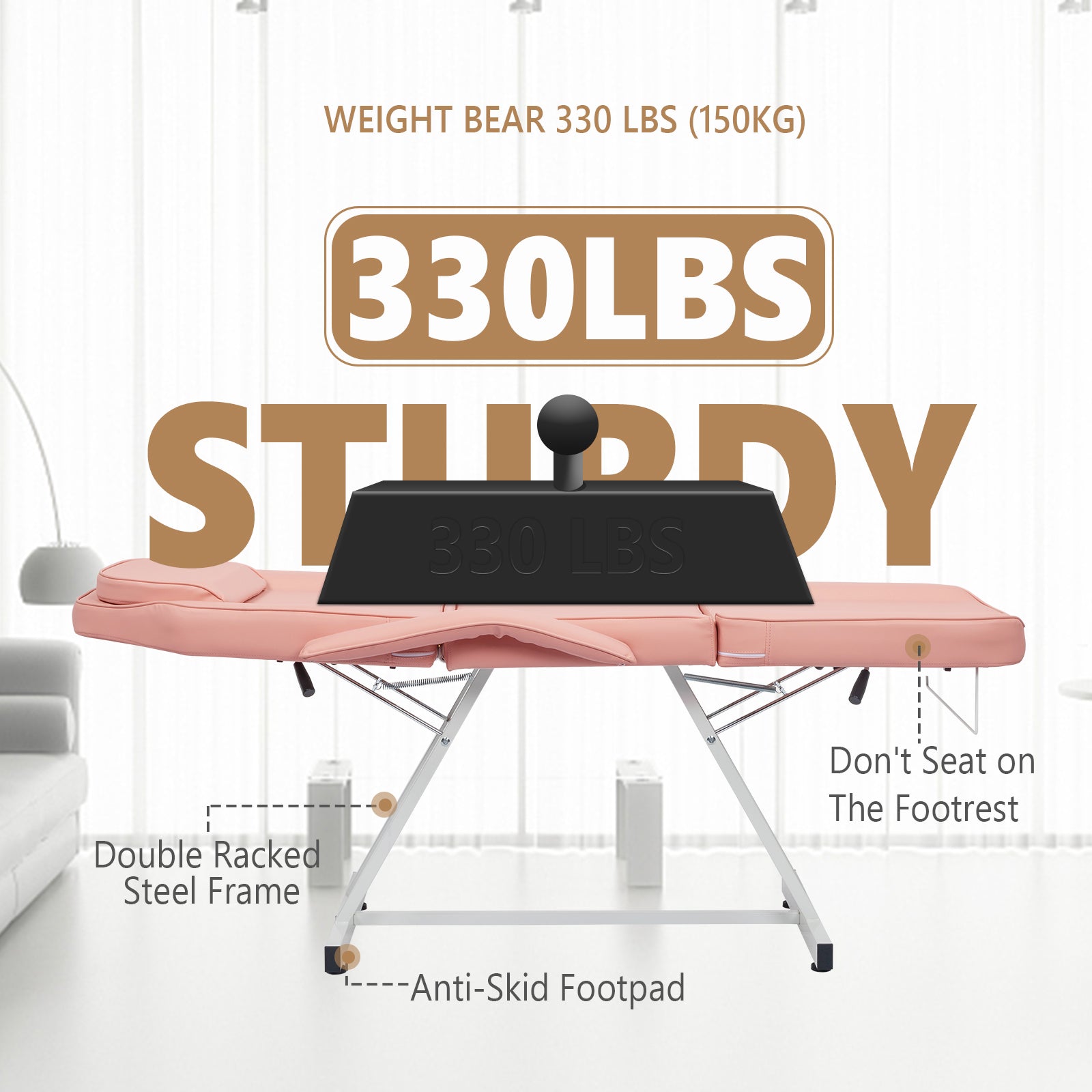 OmySalon SBWS 73in Adjustable Facial Massage Bed w/Hydraulic Rotating Stool
